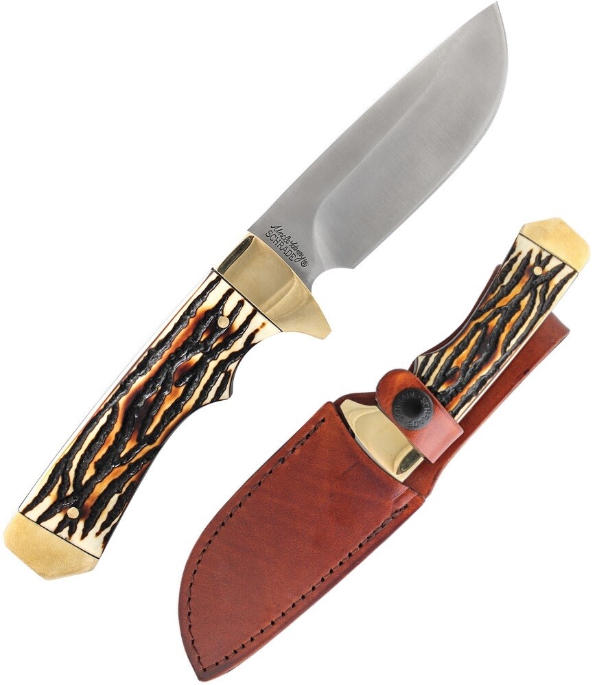Schrade Uncle Henry Fixed Knife 3.88" 7Cr17MoV Stainless Blade Staglon Handle