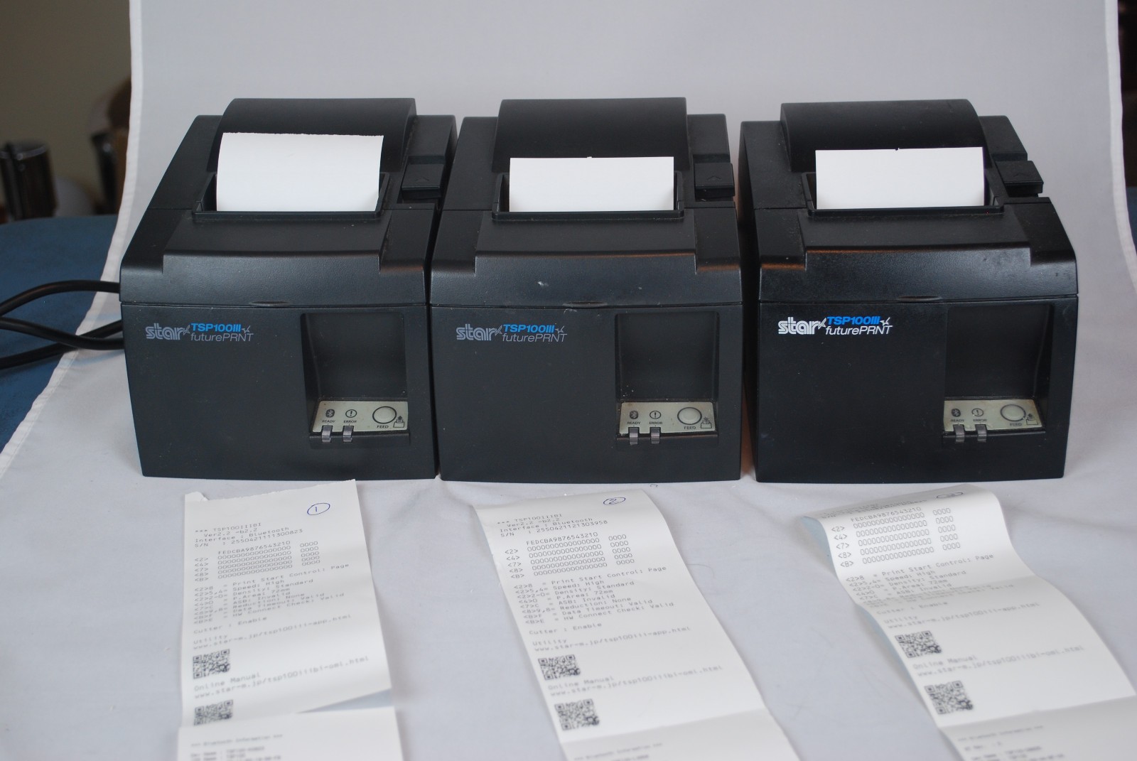 LOT OF 3 -  Star Micronics TSP100III Bluetooth Thermal POS Receipt Printers