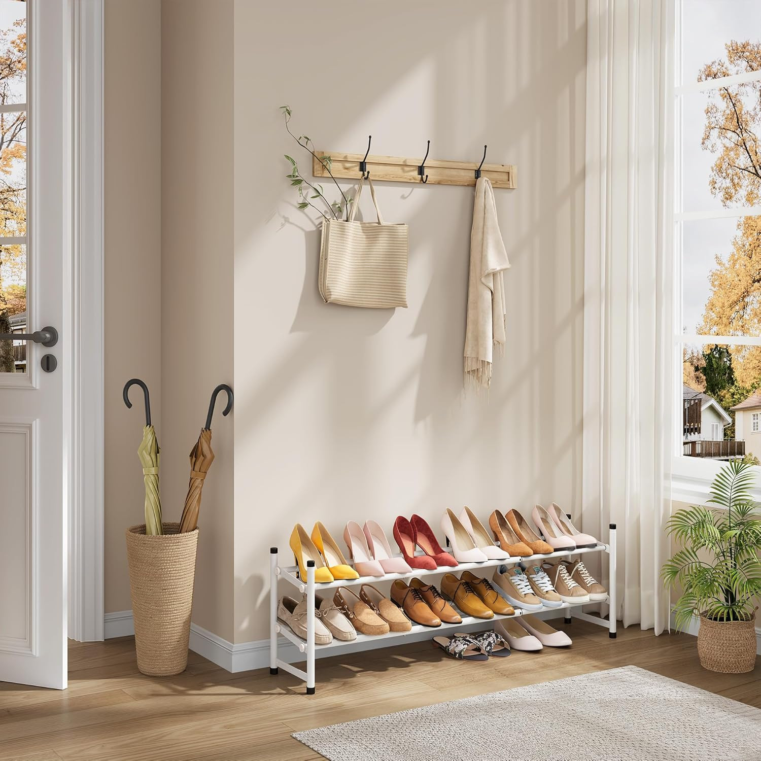 Expandable Shoe Rack for Closet 2 Tier, 28“-41“ Adjustable & Stackable Shoe Shel
