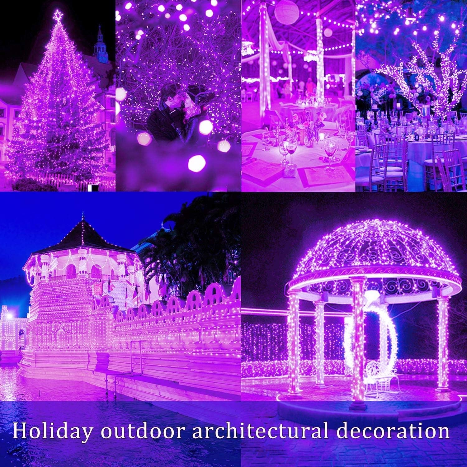 2 Pack Total 200 LED 66FT Solar Powered Copper Wire String Lights Outdoor