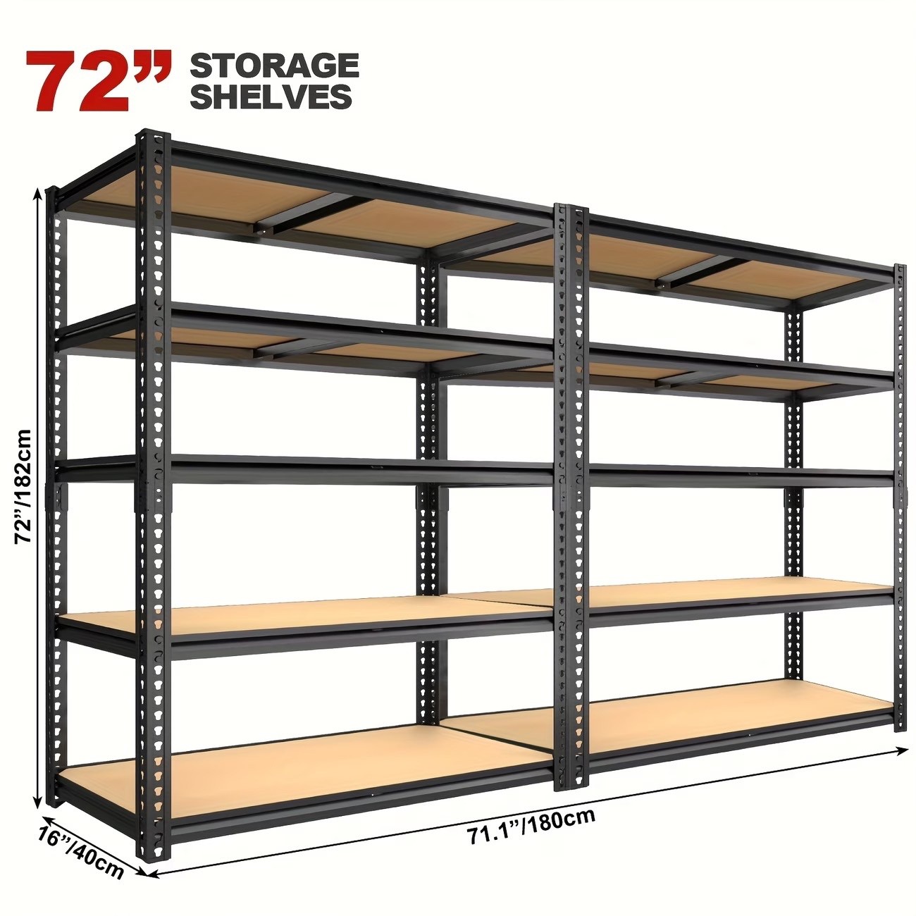 5 Tier Heavy Duty Garage Shelving 2400LBS Metal Storage Rack 2 Pack