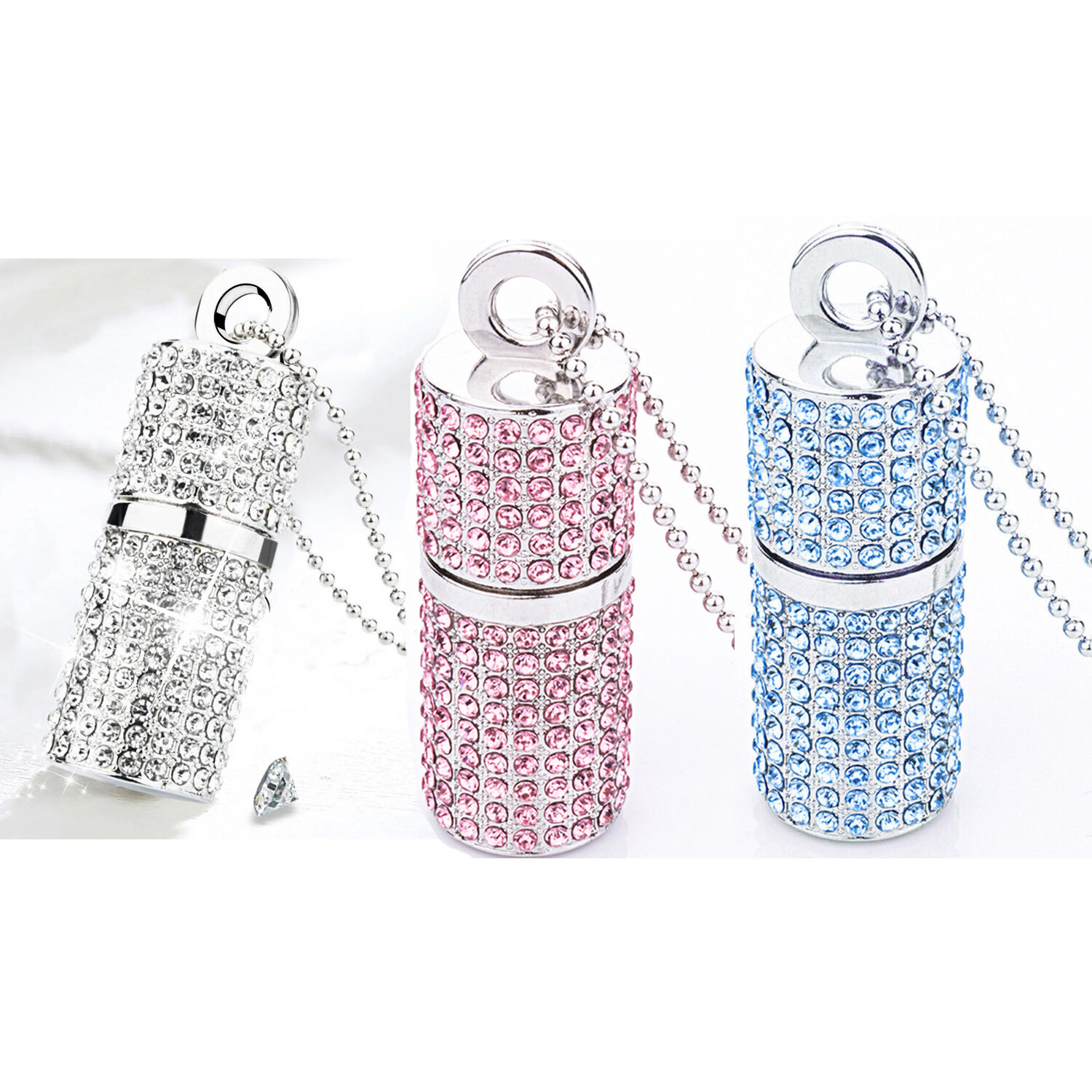 64GB USB 2.0 Flash Drive Diamond Crystal Necklace Memory USB Stick Gift
