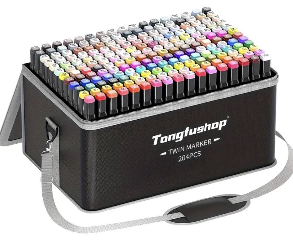 Tongfushop 204 Twin-Tip Art Marker Set – Complete Colour Collection 🎨