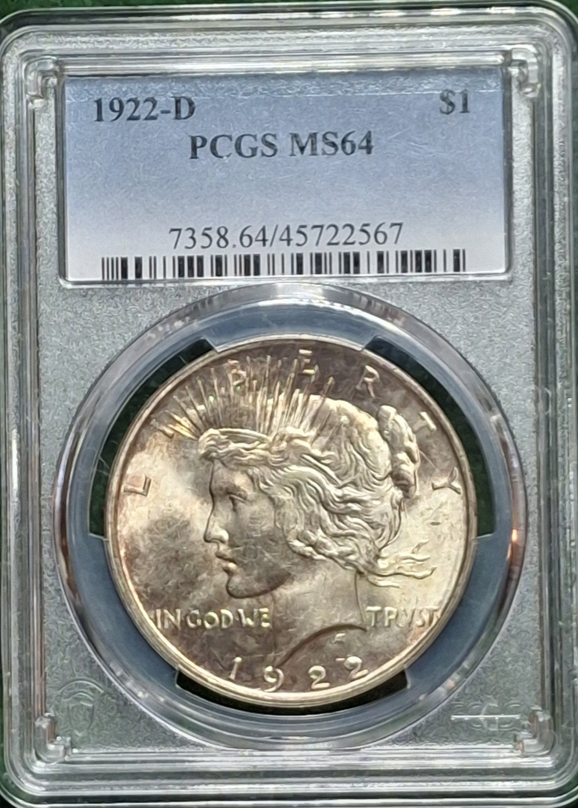1922 D Peace Dollar PCGS MS64