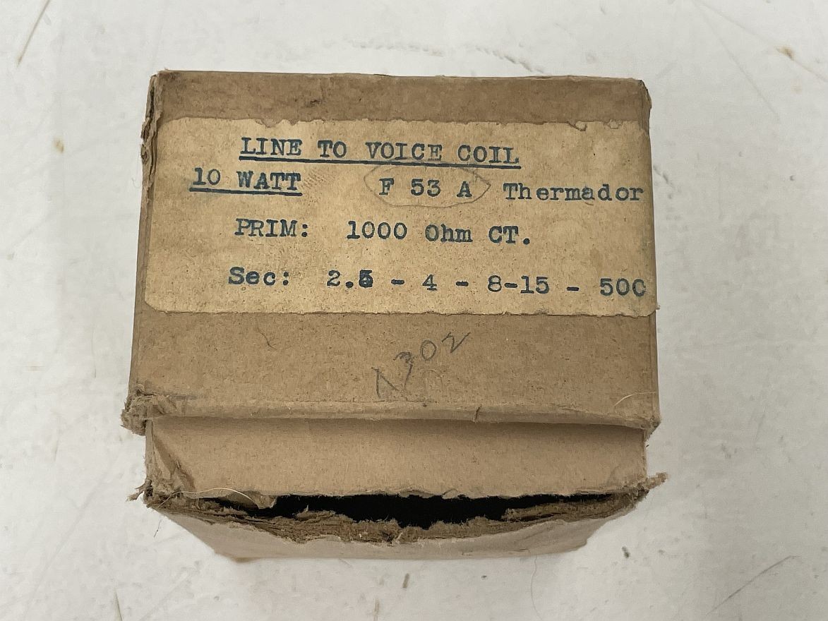 Thermador F 53 A, Line to Voice Coil Transformer, 1k ct in, 2.5 - 500 ohm out.