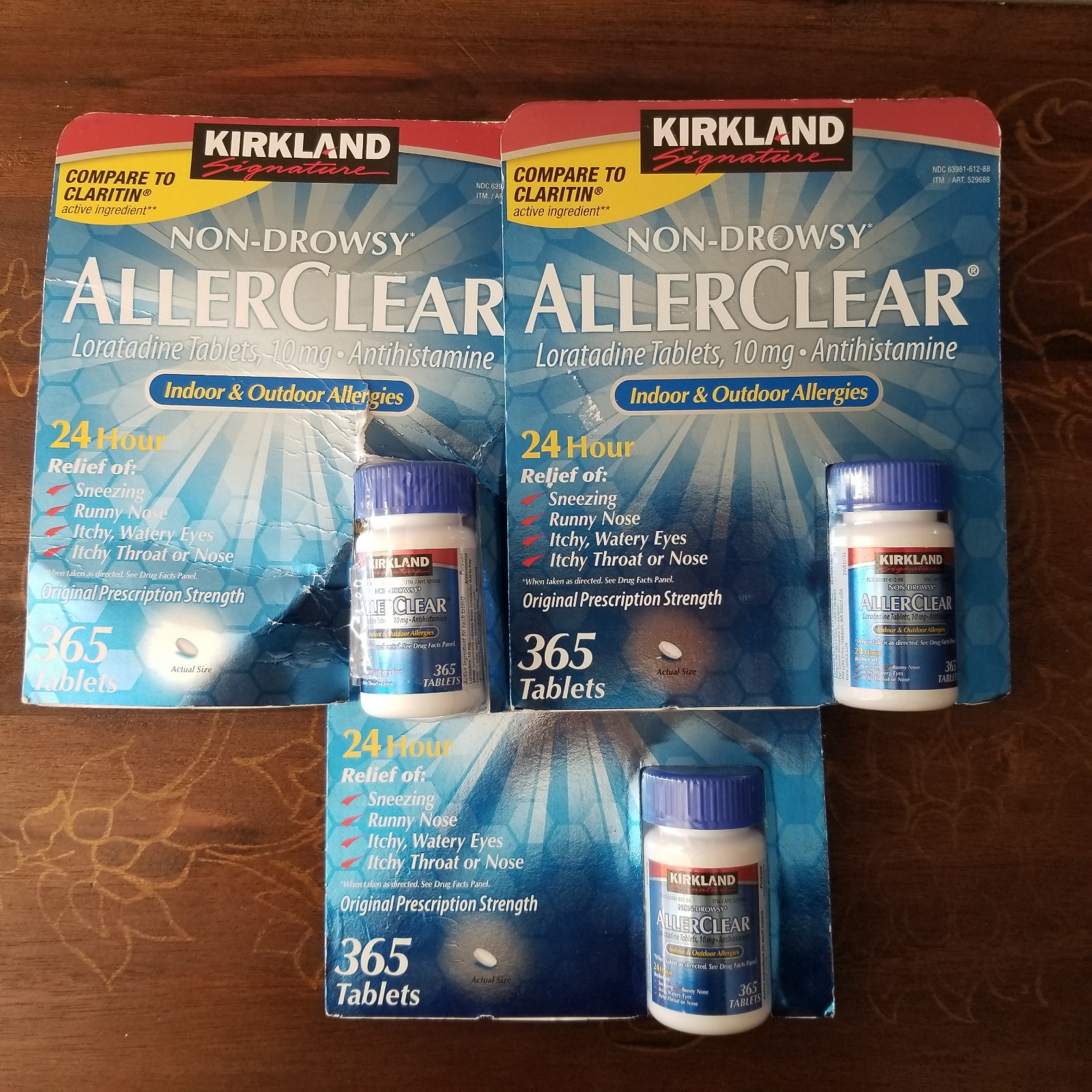 3 X Kirkland Signature AllerClear Non-Drowsy Allergy Loratadine 10 mg 365 tablet