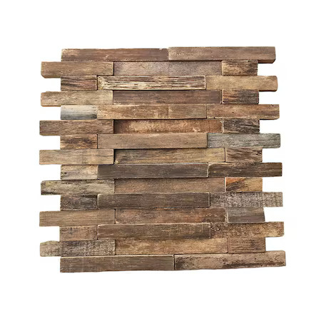 EKENA MILLWORK WPW12X12INMENA Interlocking Boat Wood Mosaic Wall Tile, Natural