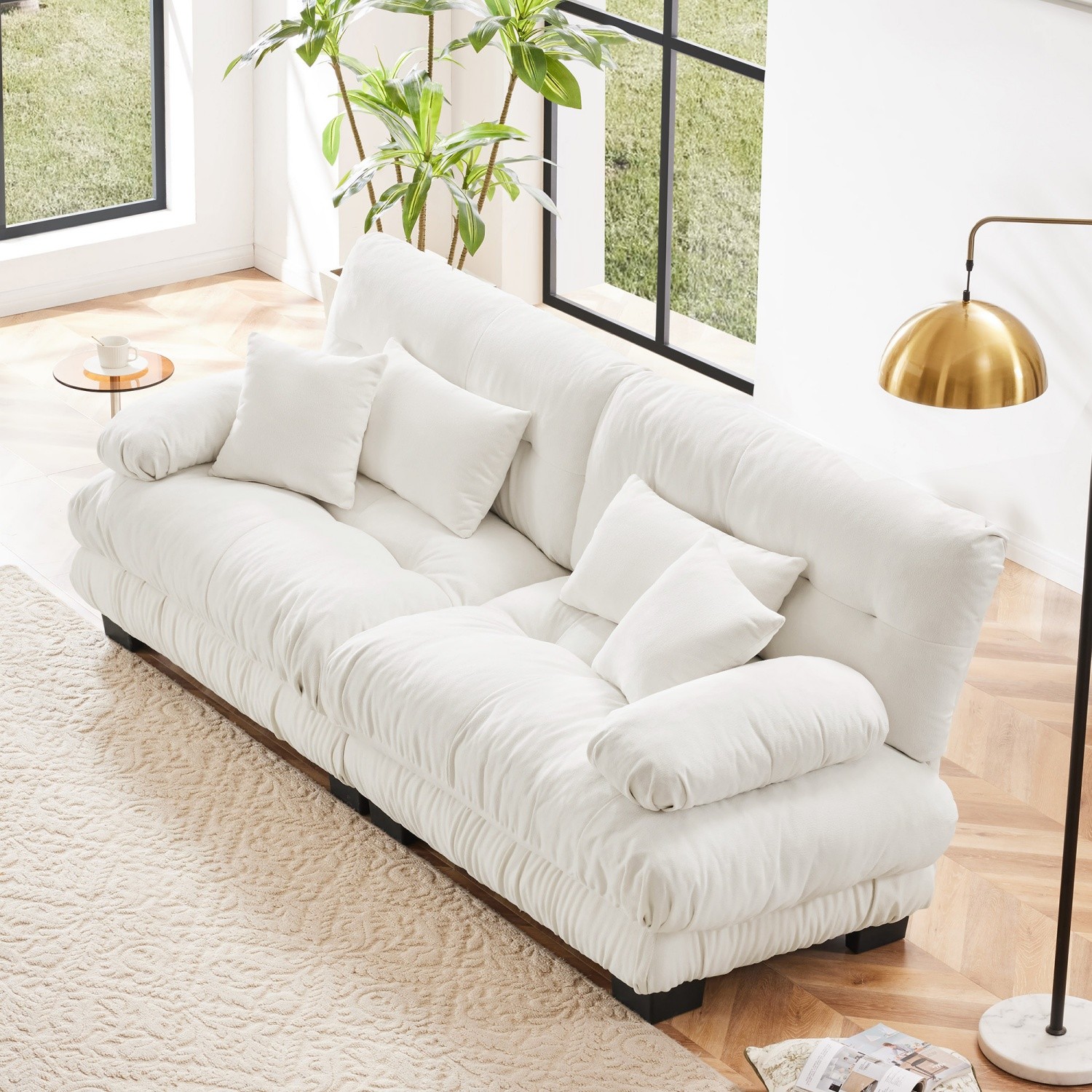 Luxury Chenille Loveseat Sofa Modern 2-Seater Couch w/ Armrests for Living Room
