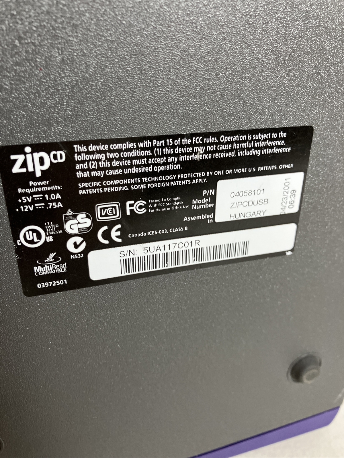 IOMEGA ZIP CD 650 Drive ZIPCDUSB