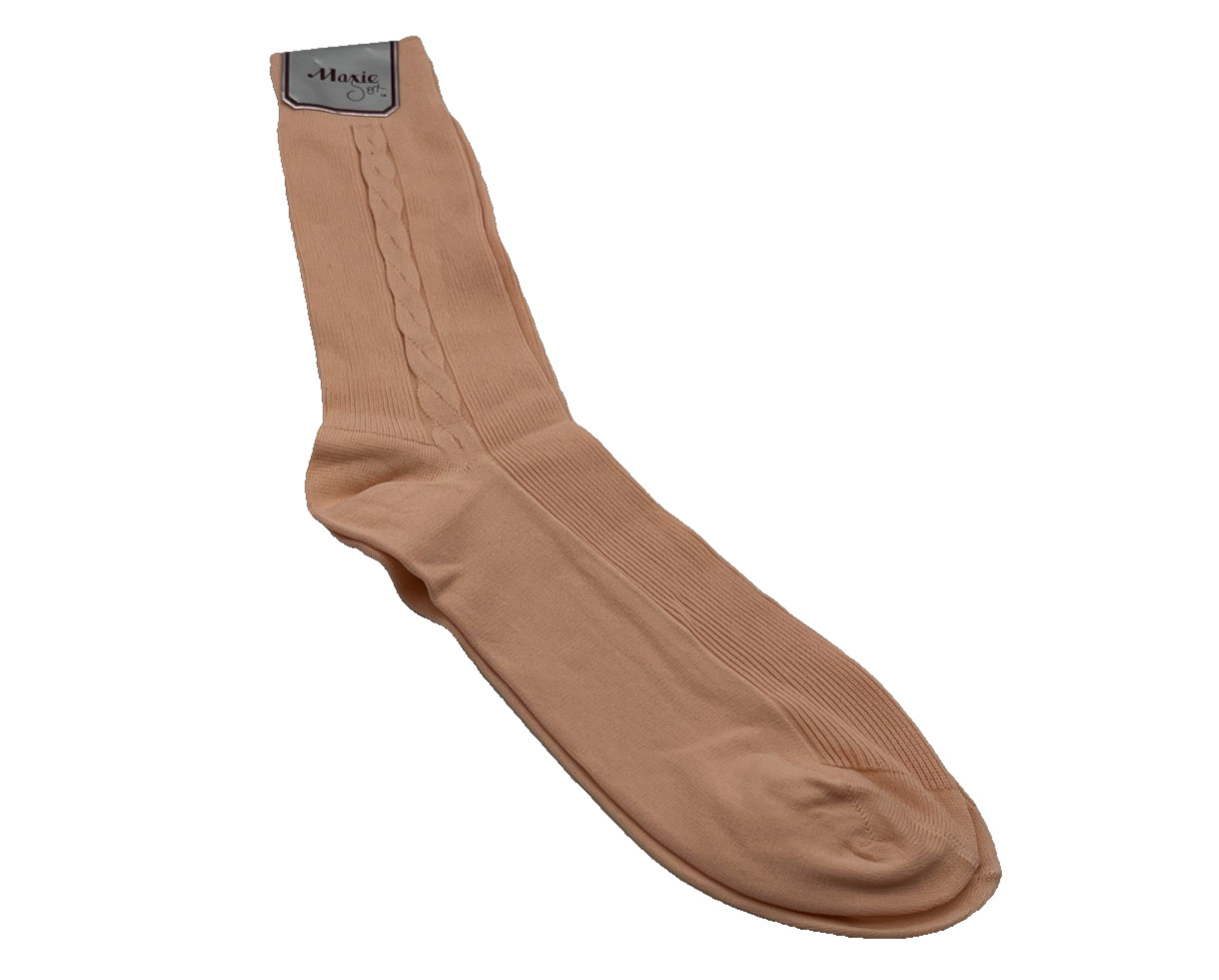 Vintage Maxie Sox Peach 3-Ply Mens Dress Socks Nylon NOS Size 10-13 USA