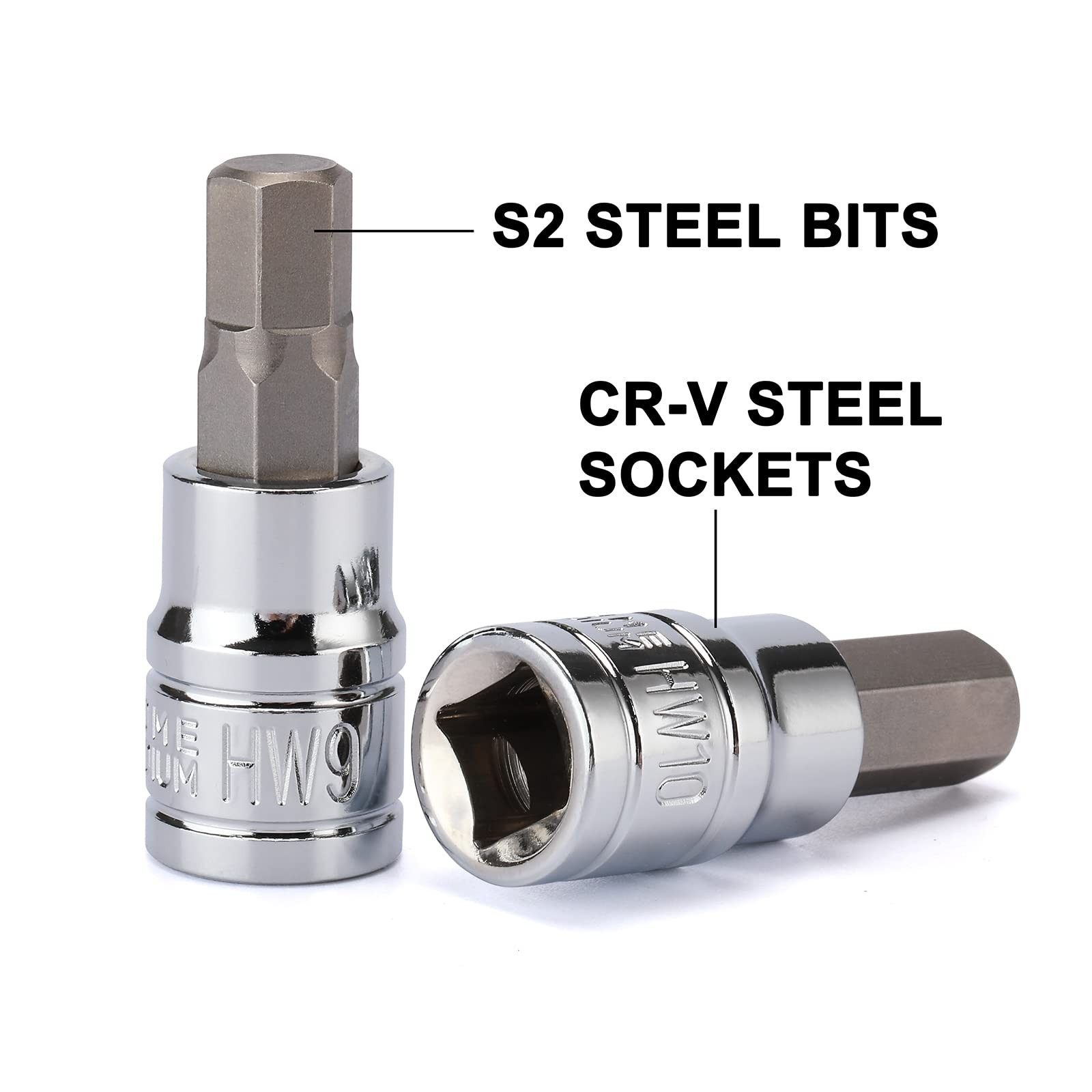 13PCS Metric Hex Bit Socket Set, CR-V Allen Bit Socket Kit, S2 Steel, 2mm - 1...