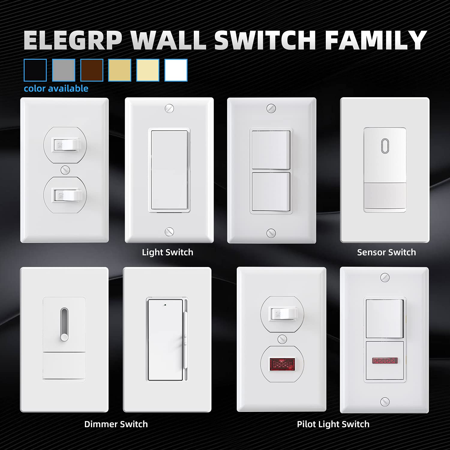 Decorator Double Rocker Light Switch, Two Single Pole Electrical Paddle, 15A 120