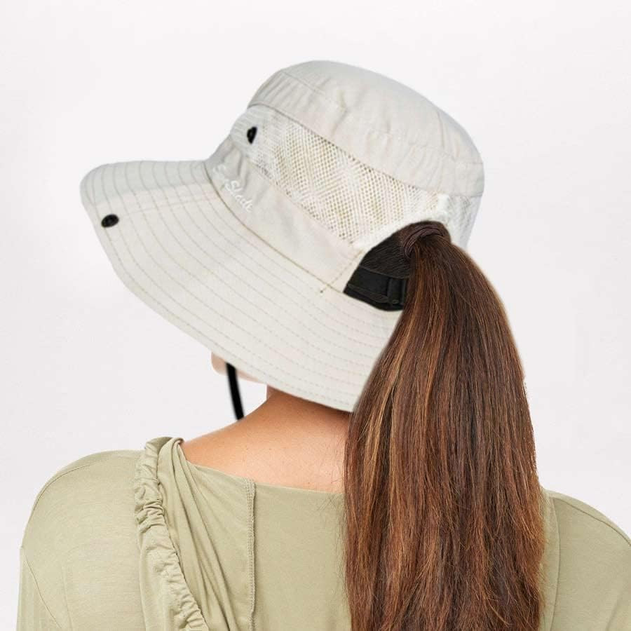 Sun Hat for Women Summer UV Protection Beach Hat Wide Brim Mesh Bucket Fishing H