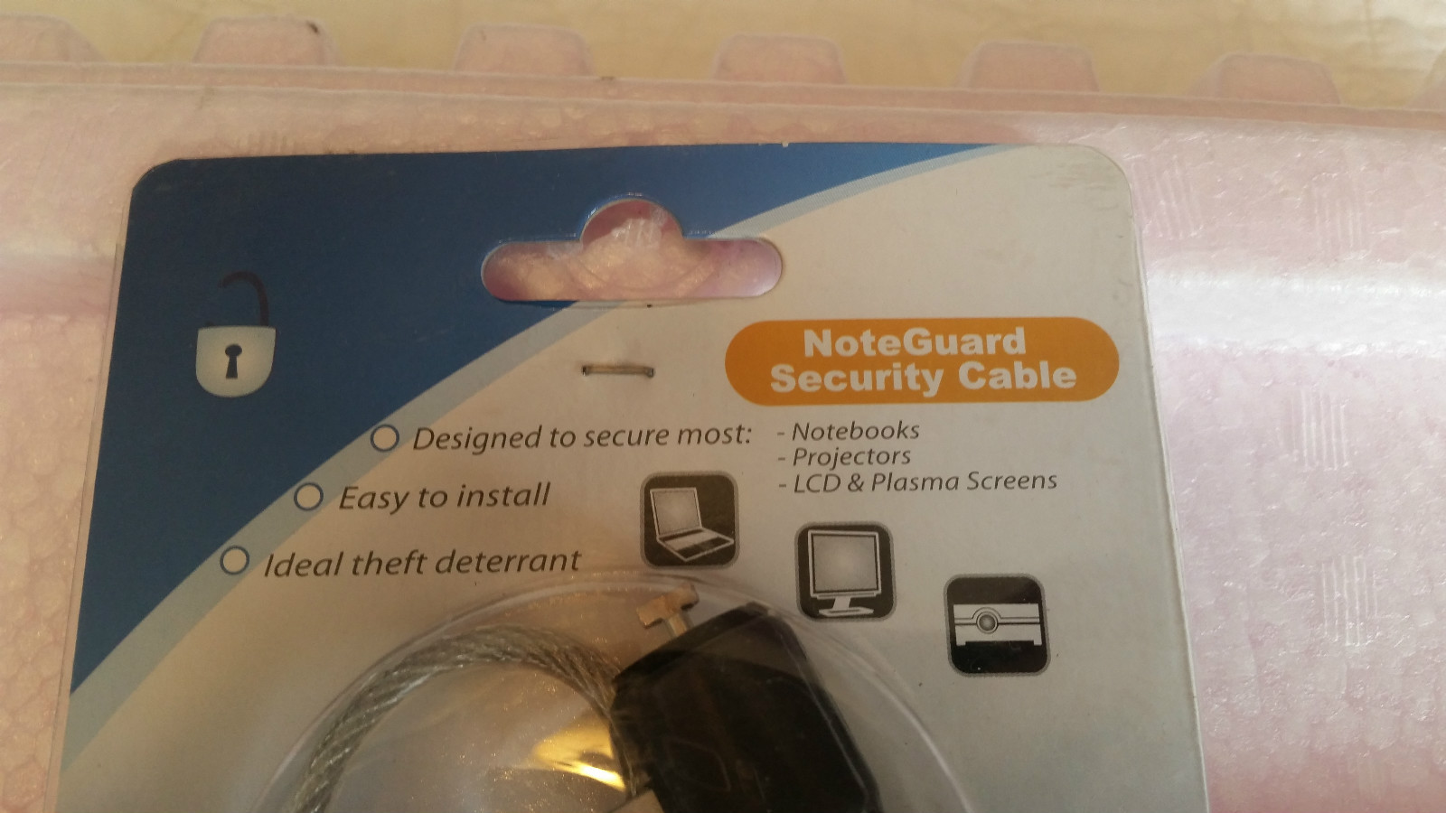 NEW NOTE GUARD UNIVERSAL SECURITY CABLE FOR NOTEBOOKS, PROJECTORS, LCD SCREENS