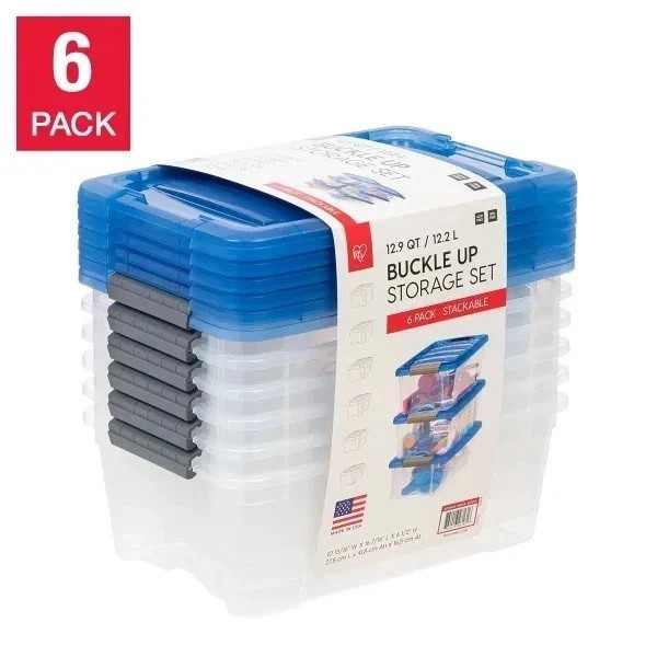 IRIS 12.9 Quart Buckle Up Storage Bin, 6-pack - *FREE SHIPPING*