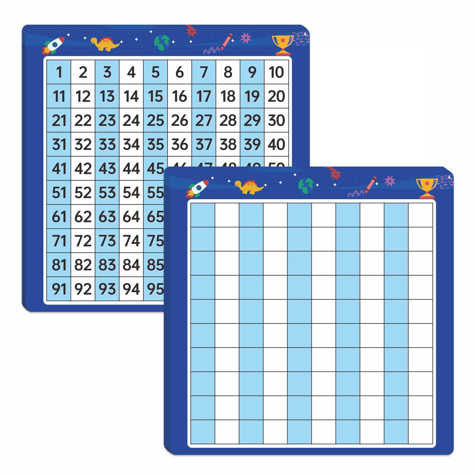 Dinggaogao 10 Packs Math Hundred Boards, Laminated Double Sided 10 inches