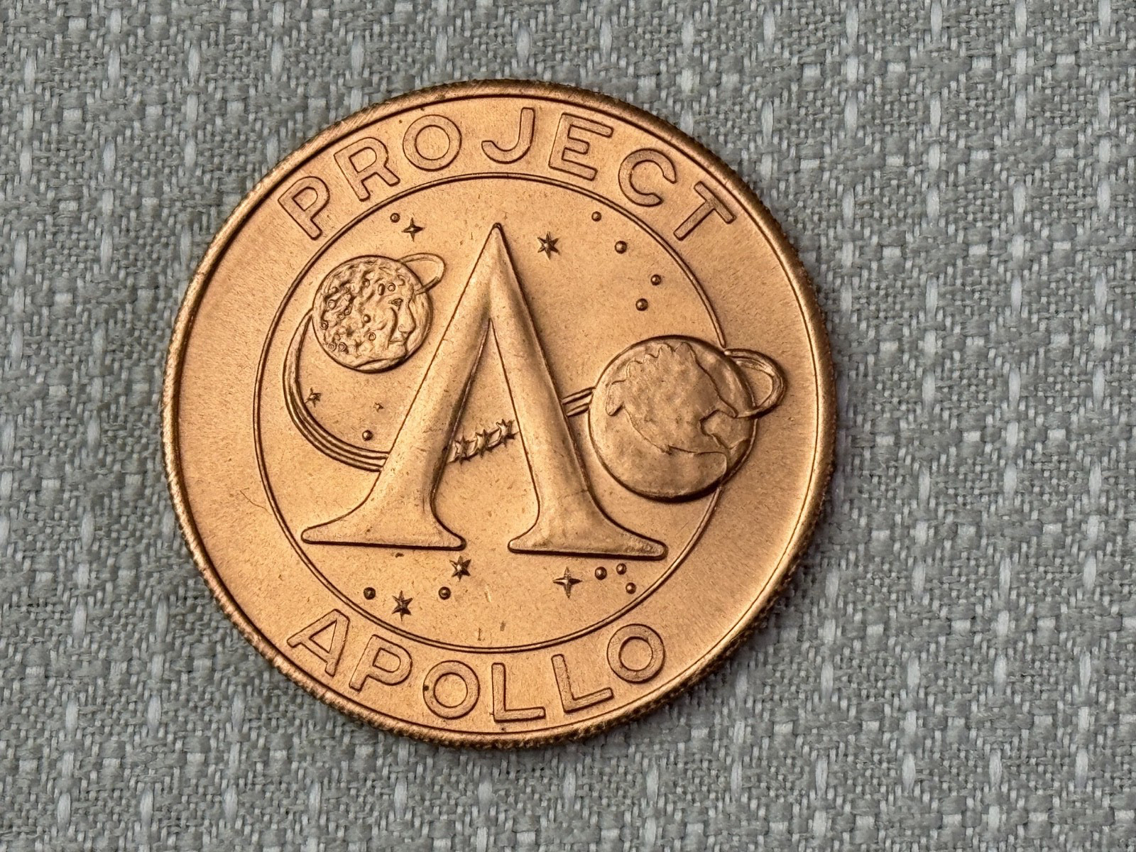 Apollo XI Project Apollo Commemorative Bronze Colored Space Medal, Mint