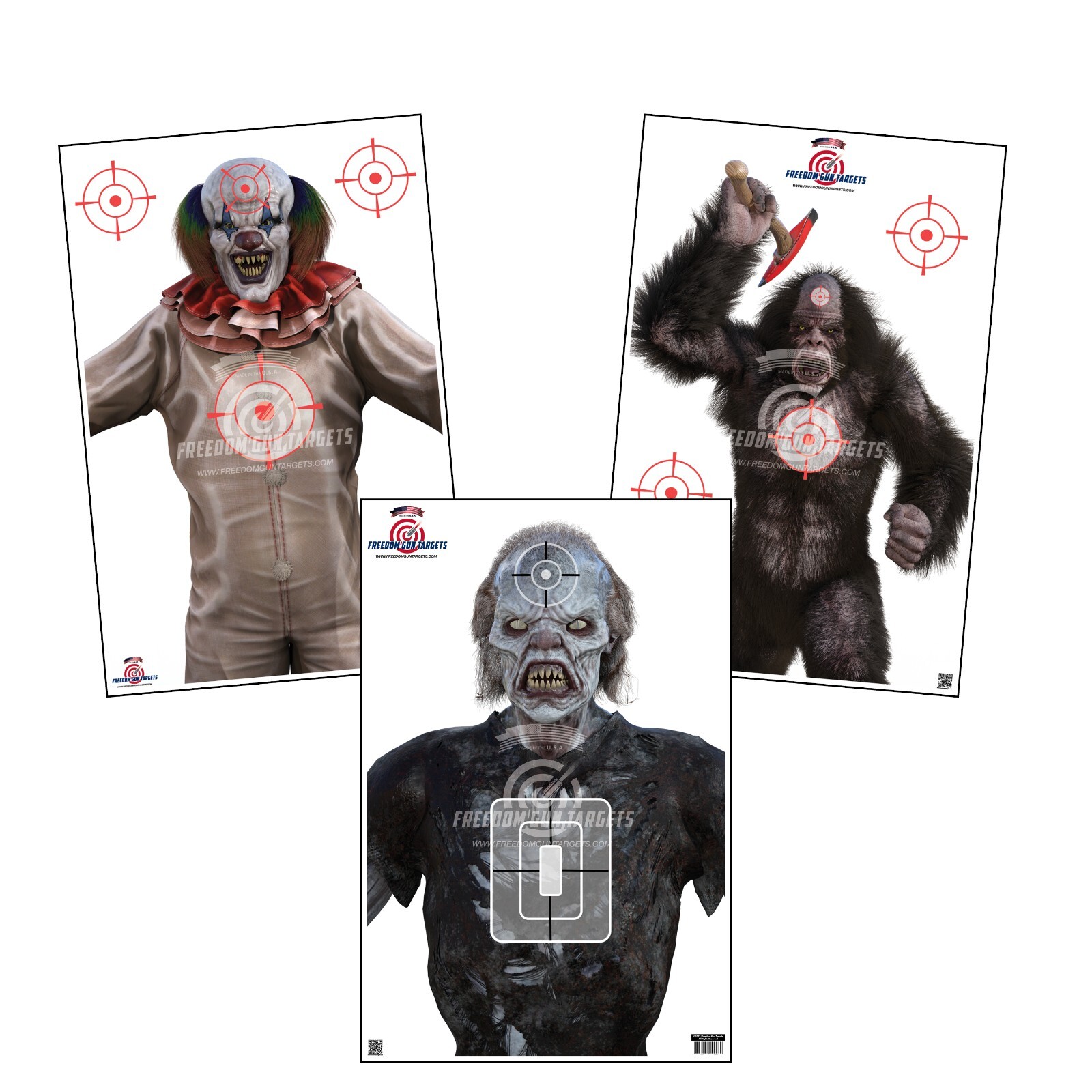 24 Paper Shooting Target Range Gun Pistol Rifle 3D Pack 23x35 3 Versions/8 each