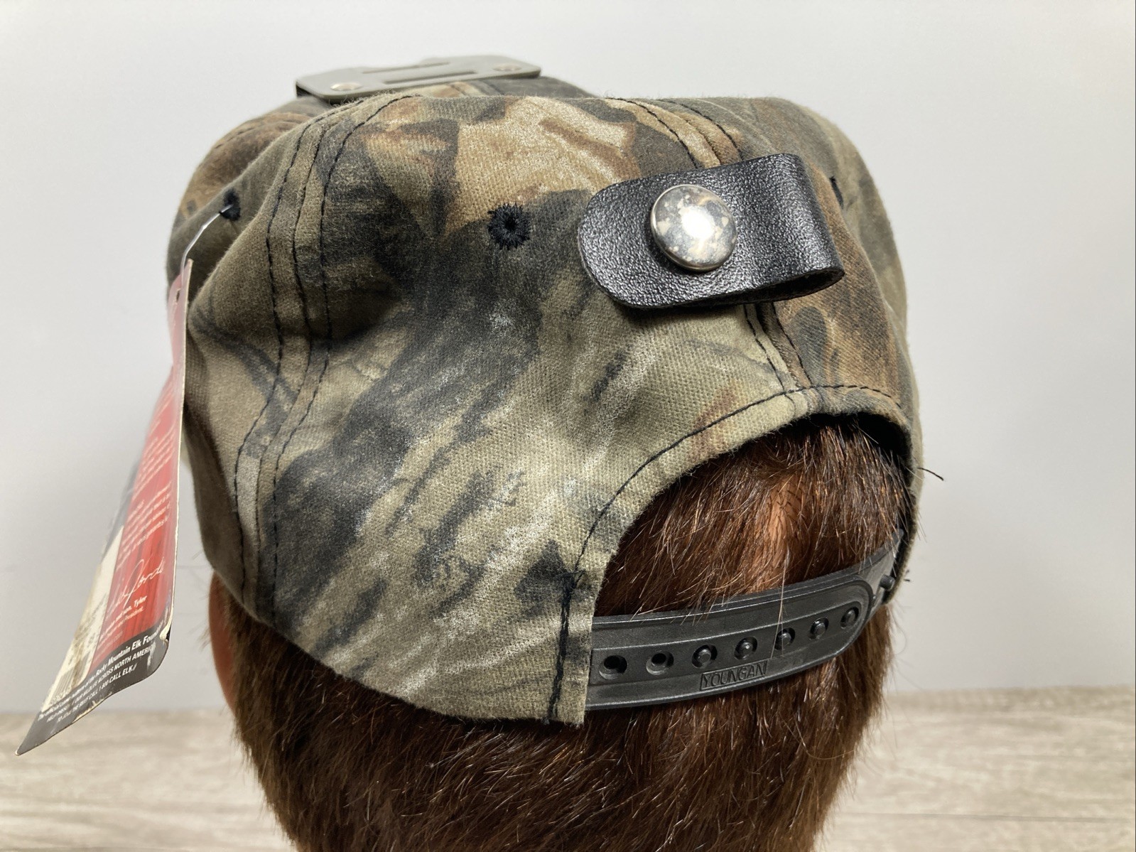 Vintage Realtree Hardwoods Camo Coon Hunting Miner's Headlamp Bracket Hat - New