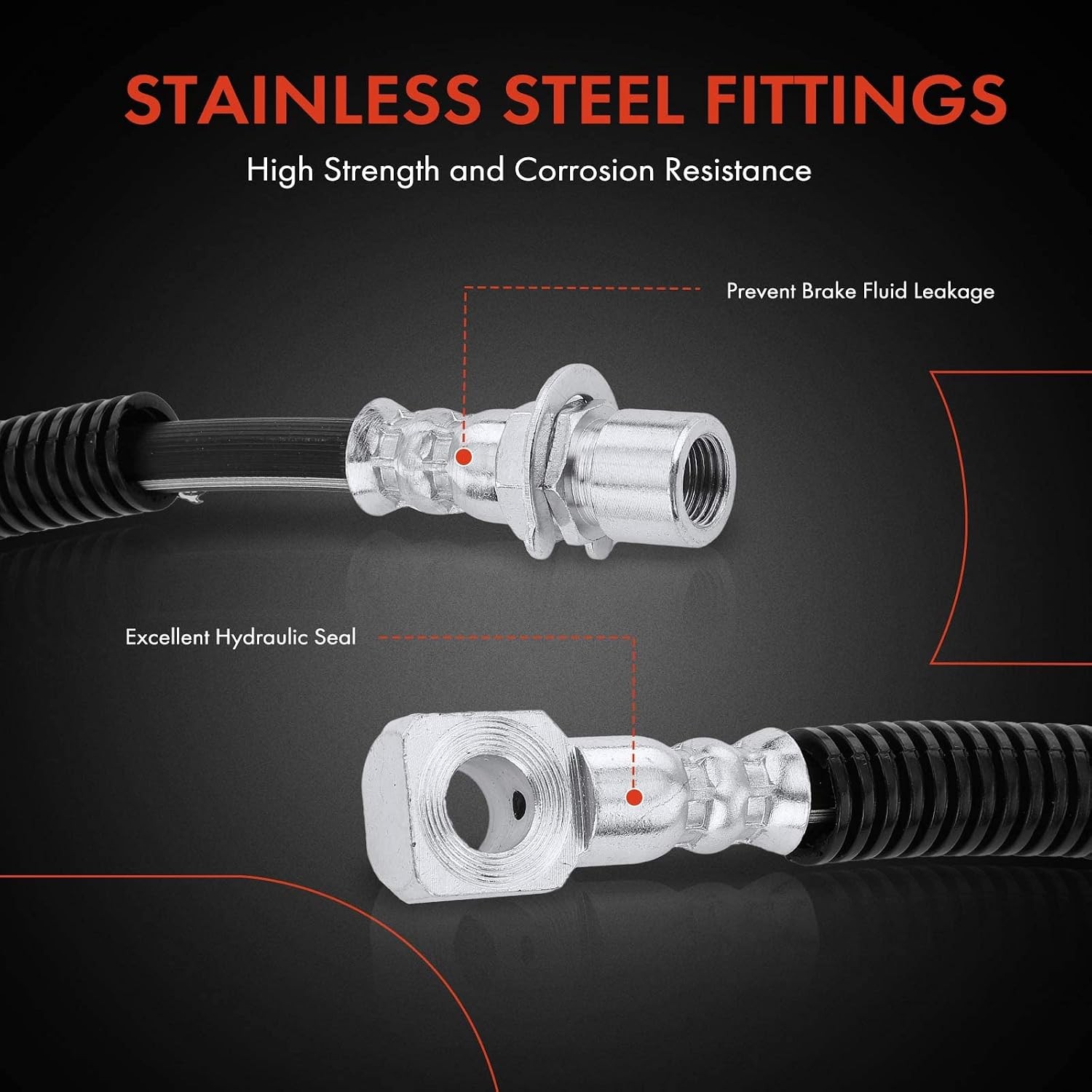 A-Premium Front Driver or Passenger Brake Hydraulic Hose Compatible with Select