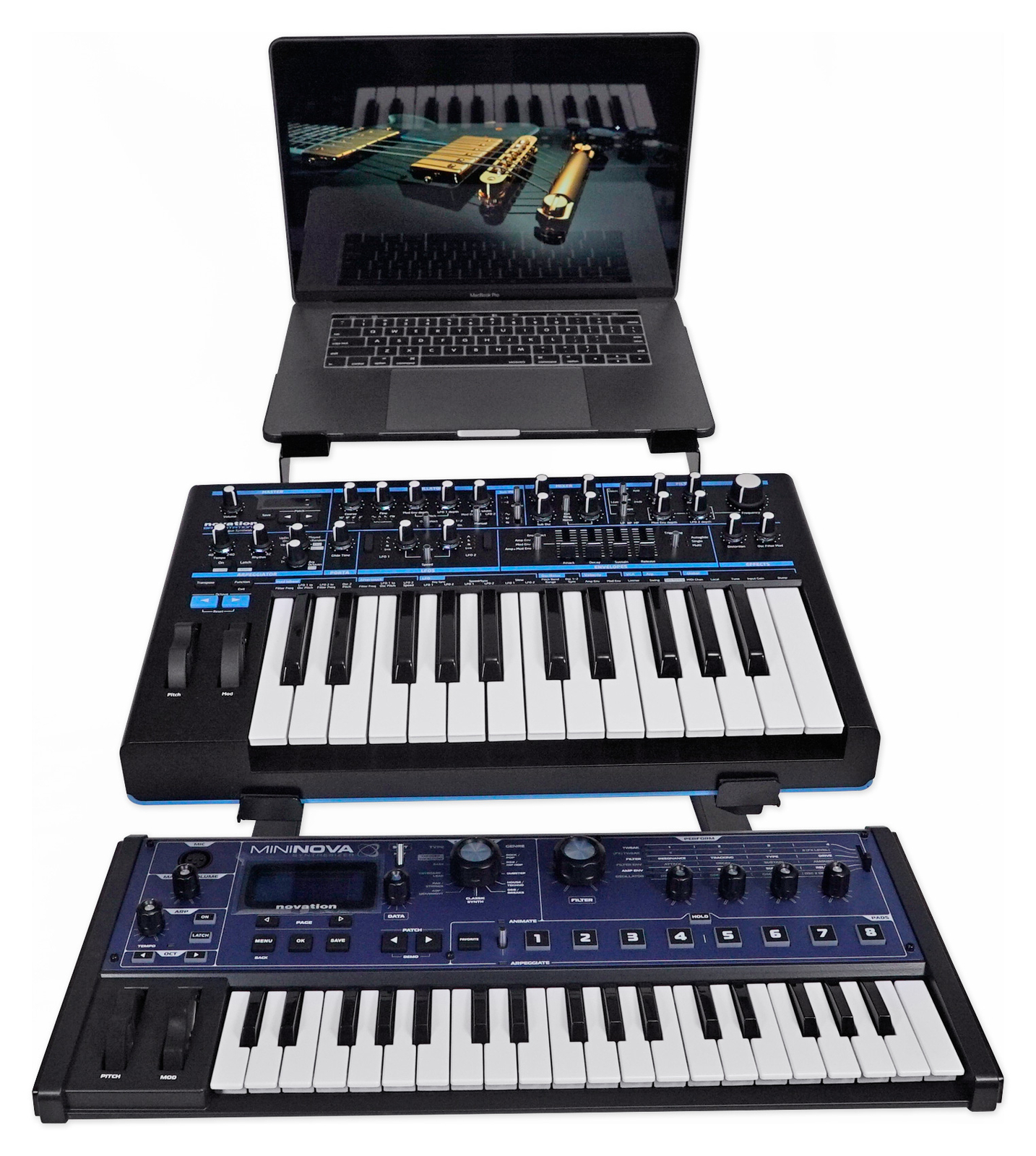 Rockville Dual Shelf Laptop+Controller Stand for M-Audio Code 49 Keyboard