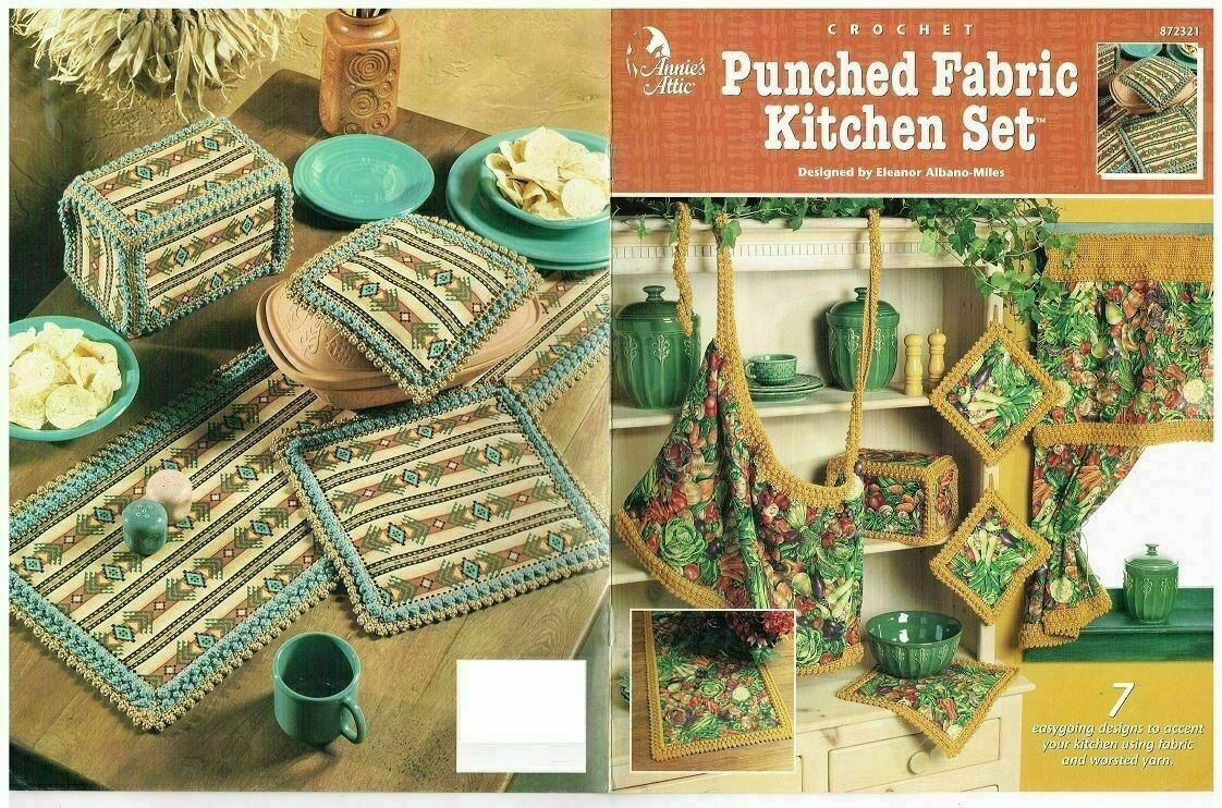 CROCHET PUNCHED FABRIC KITCHEN SET LEAFLET #872321