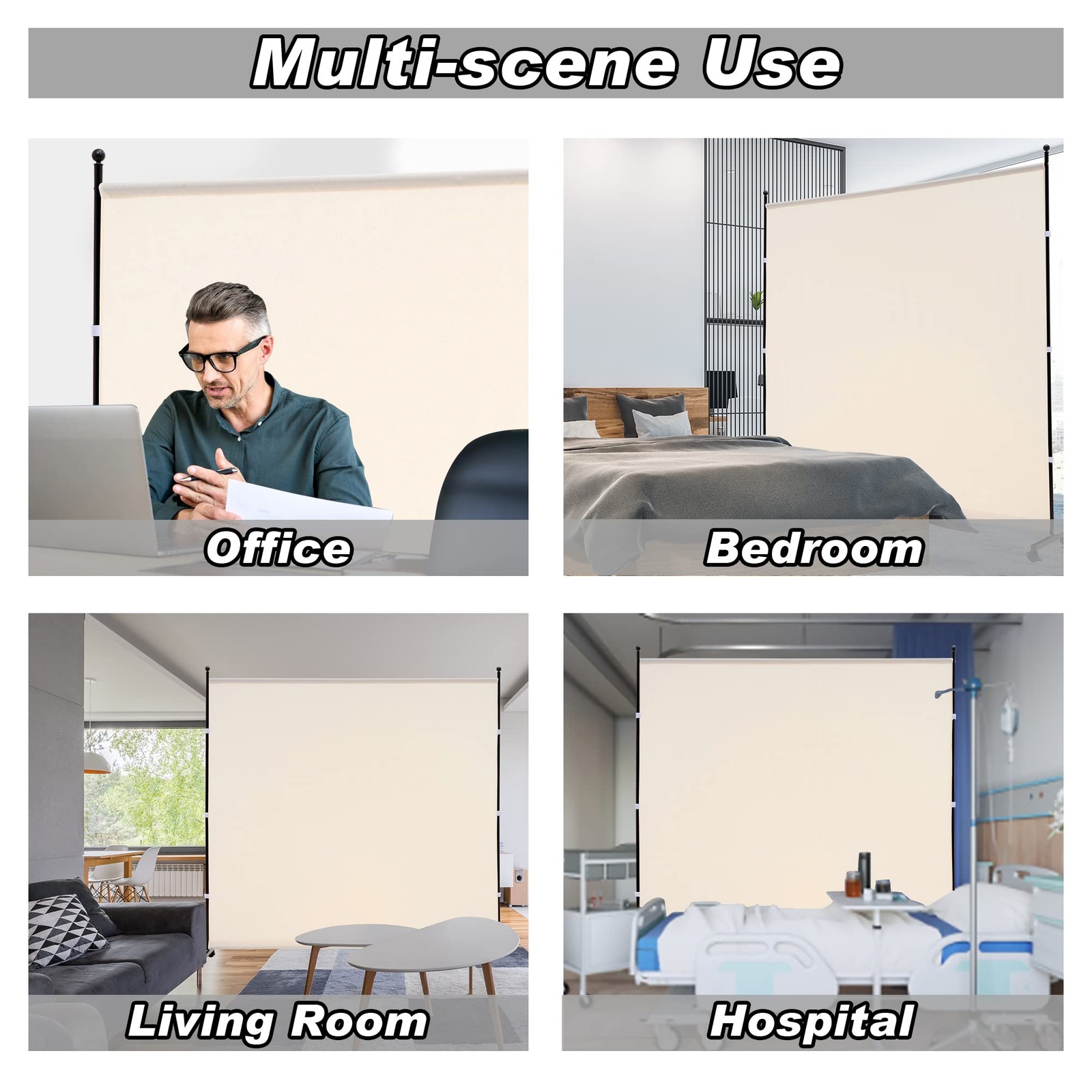 SIMFLAG Privacy Screen Room Divider 6FT Single Panel Room Divider with Wheels,Ro