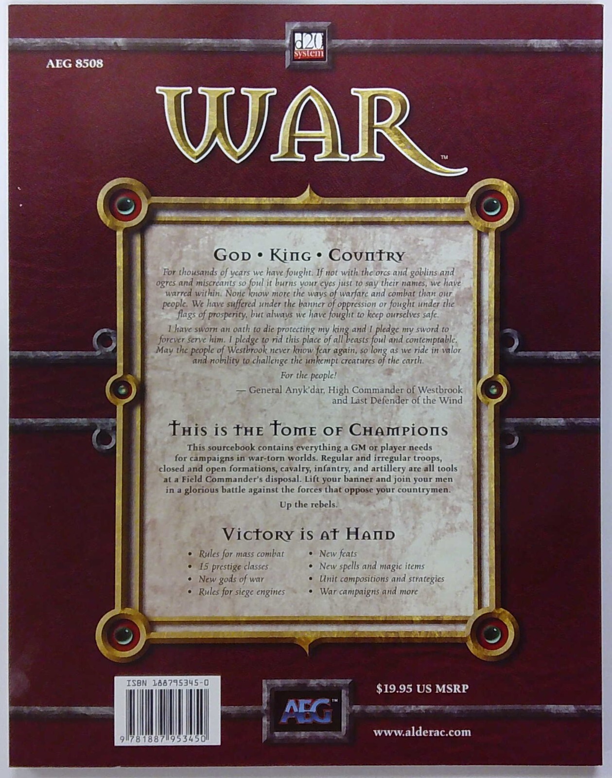 D20 SYSTEM: WAR AEG8508