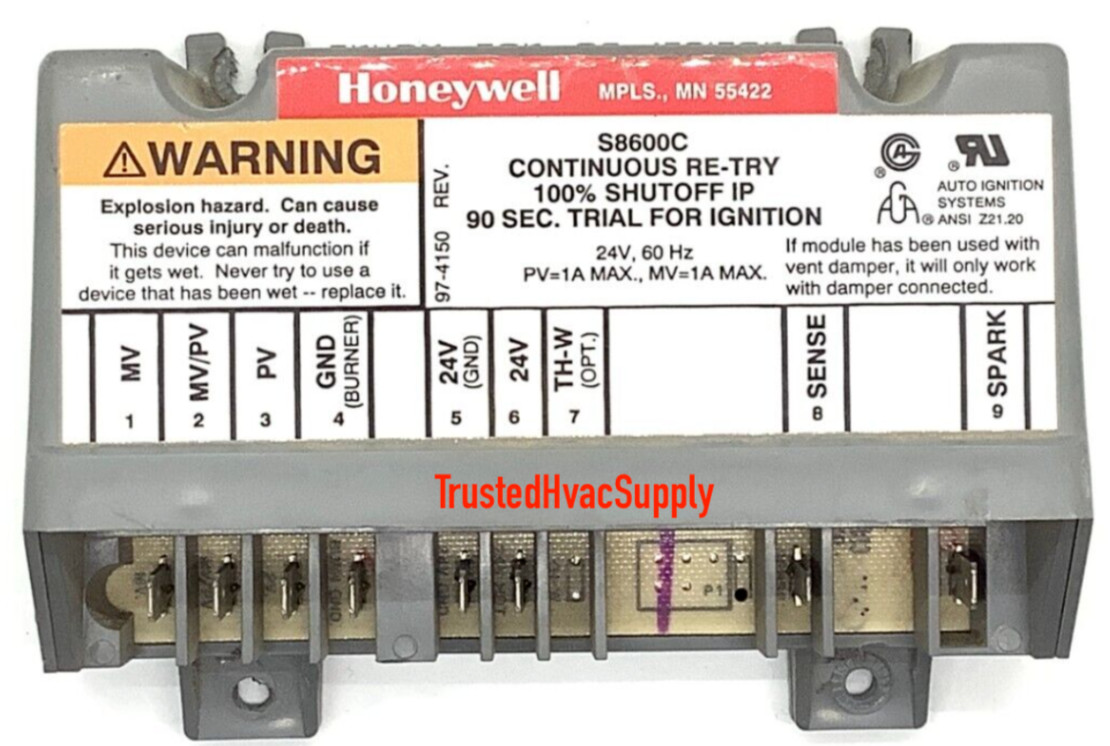 S8600C Continuous Re-try Ignition Control Module For furnaces, water heater, etc