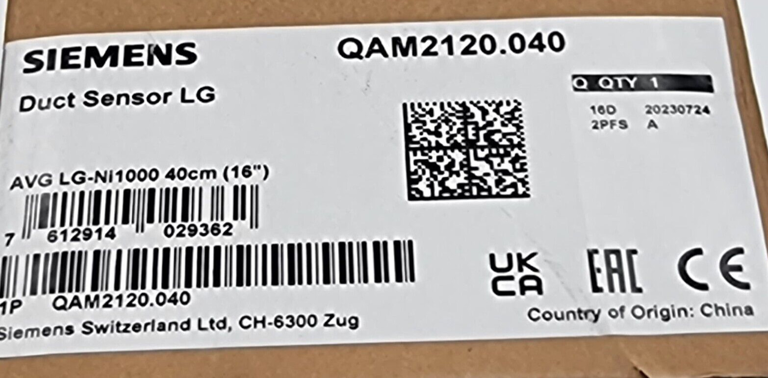 SIEMENS QAM2120.040 Duct Temperature Sensor