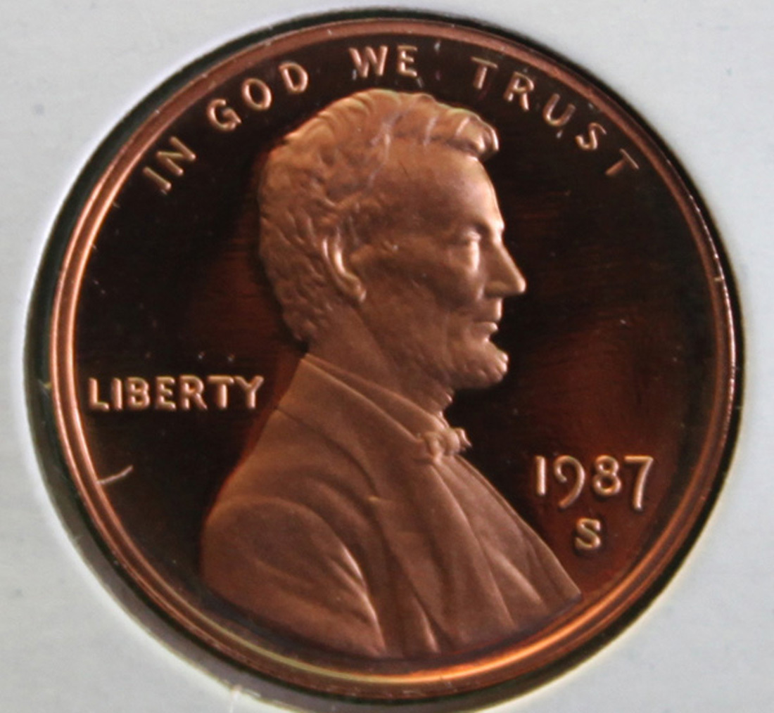 1987 S Lincoln Penny One-Cent Proof U.S. Mint Coin 1c from Proof Set