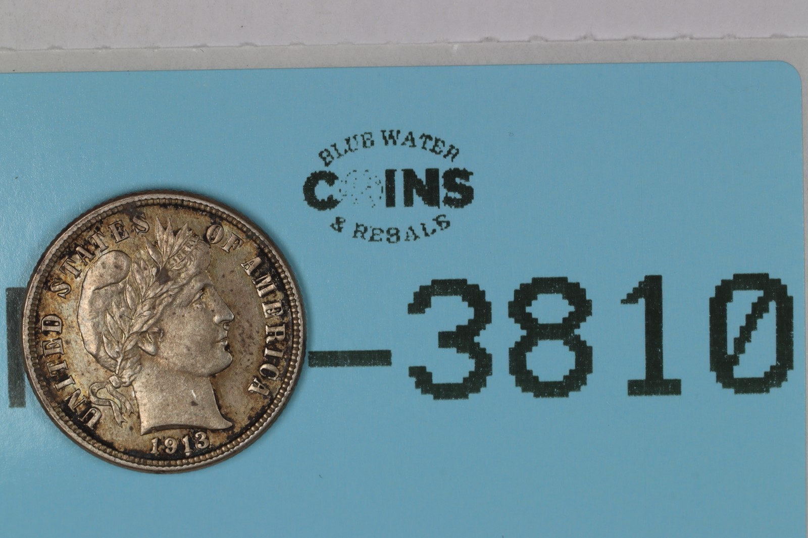 1913 AU BU 10C LIBERTY HEAD BARBER SILVER DIME Early US Type RAW-3810
