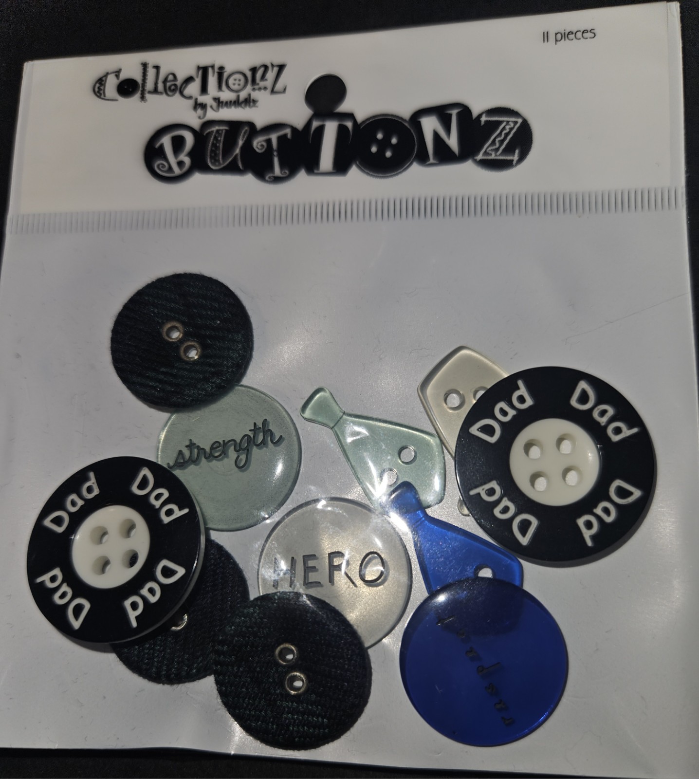 paper craft projects Junkitz collection DAD buttons Ties Hero Strength 11pcs