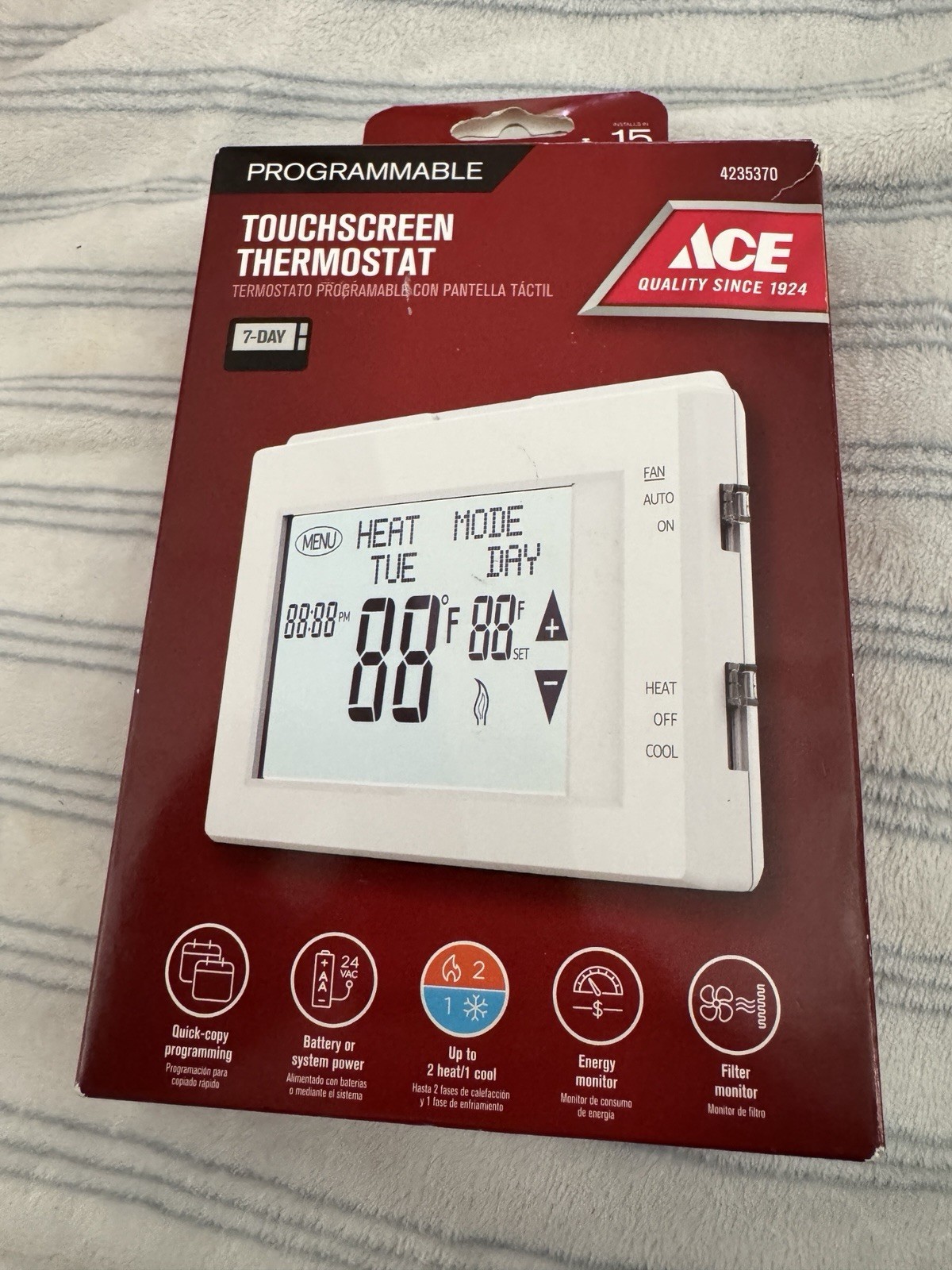 New ACE 4235370 7-DAY PROGRAMMABLE TOUCHSCREEN THERMOSTAT