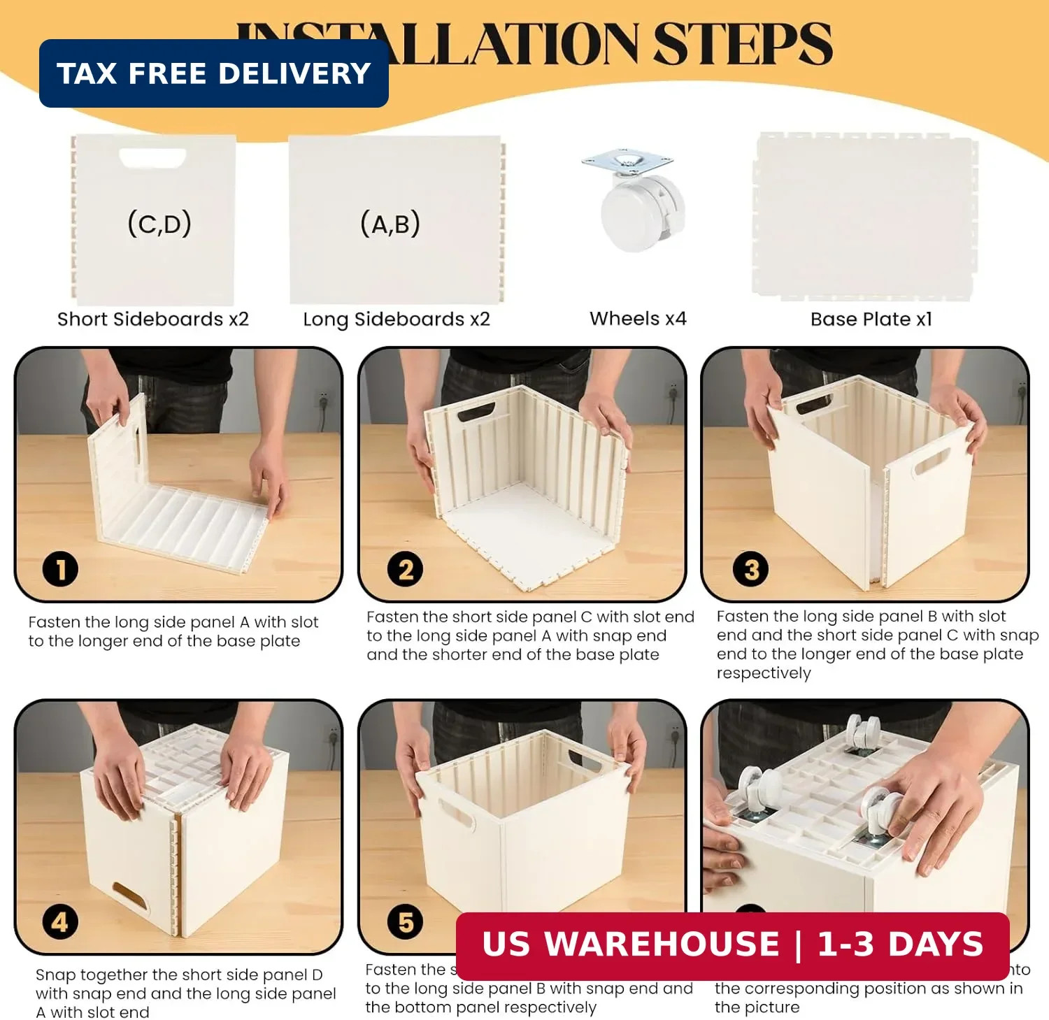 File Box Rolling File Organizer with Wheels Stackable Storage File Boxes Portabl