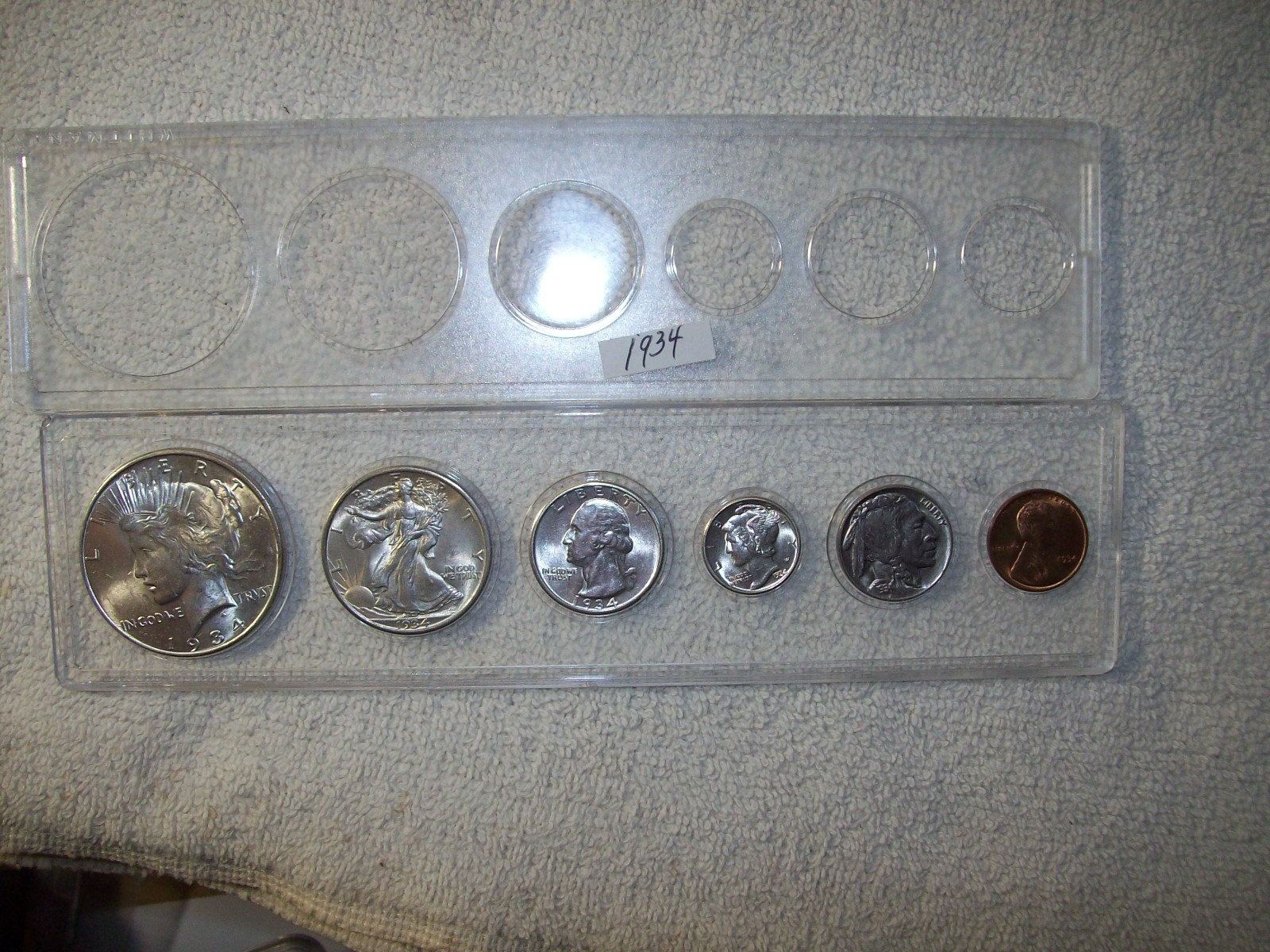 1934 MINT SET UNCIRCULATED 6 COIN PHILADELPHIA MINT DOLLAR THRU CENT