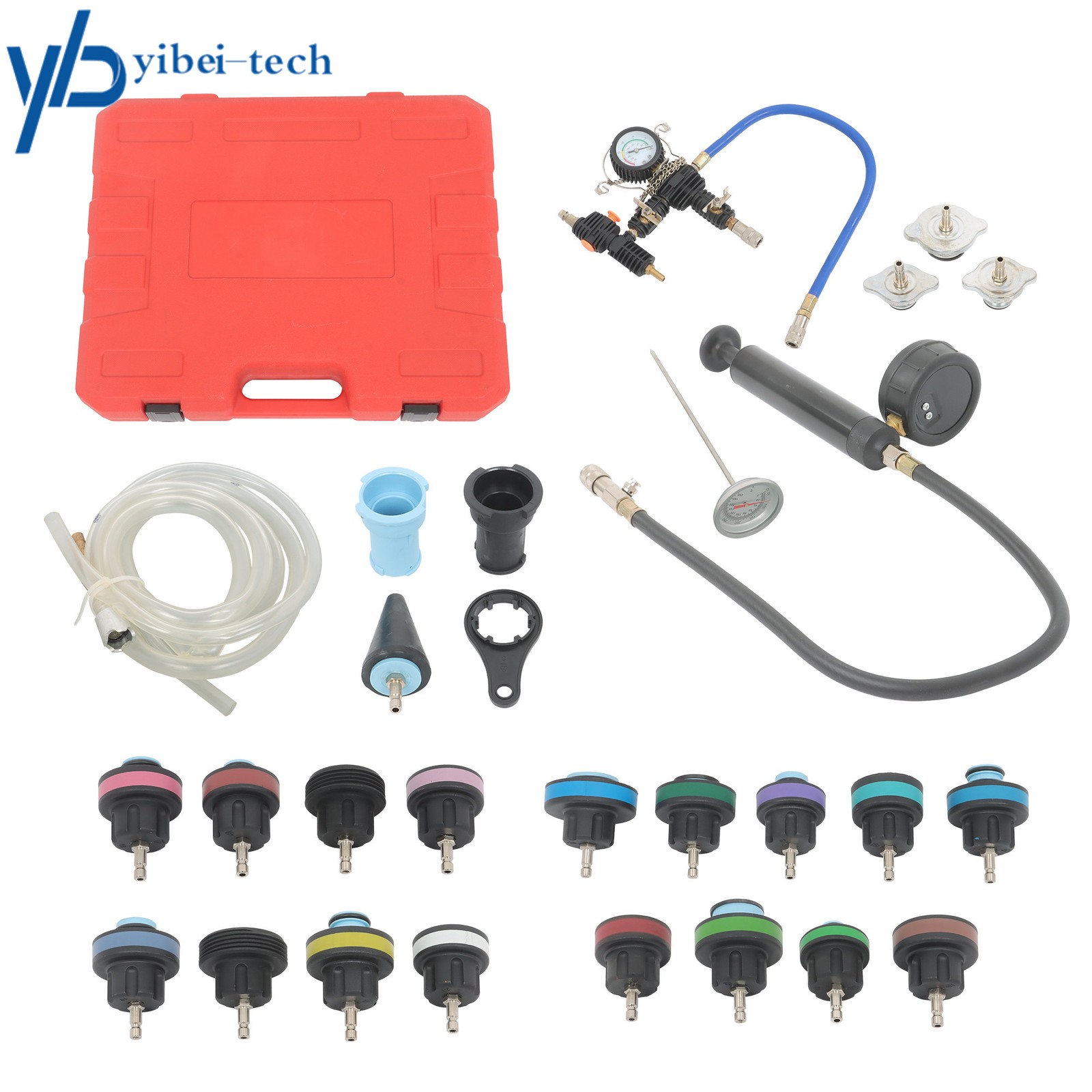 28Pcs Universal Radiator Pressure Tester Vacuum Type Cooling System Refill Tool