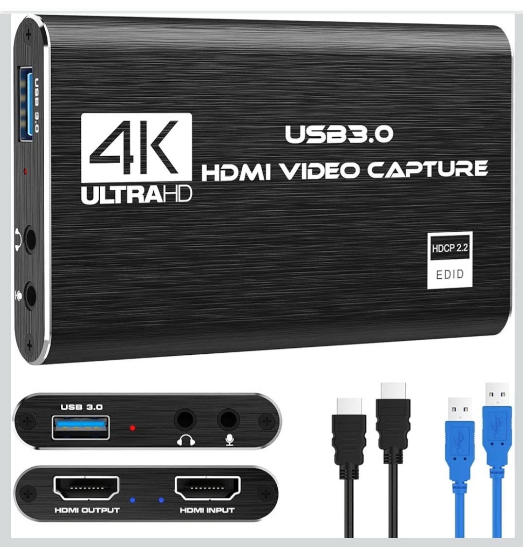 4K HDMI Capture Card for Streaming, Full HD 1080P 60FPS USB Cam Link Game Audio