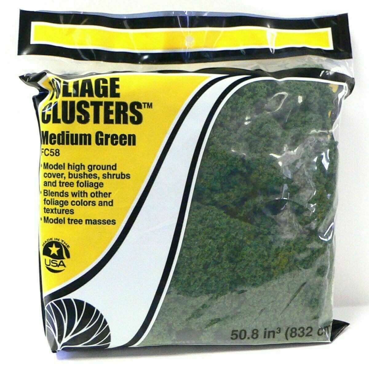 Woodland Scenics ~ New 2026 ~ Foliage Clusters ~ Medium Green ~ Large Bag ~ FC58