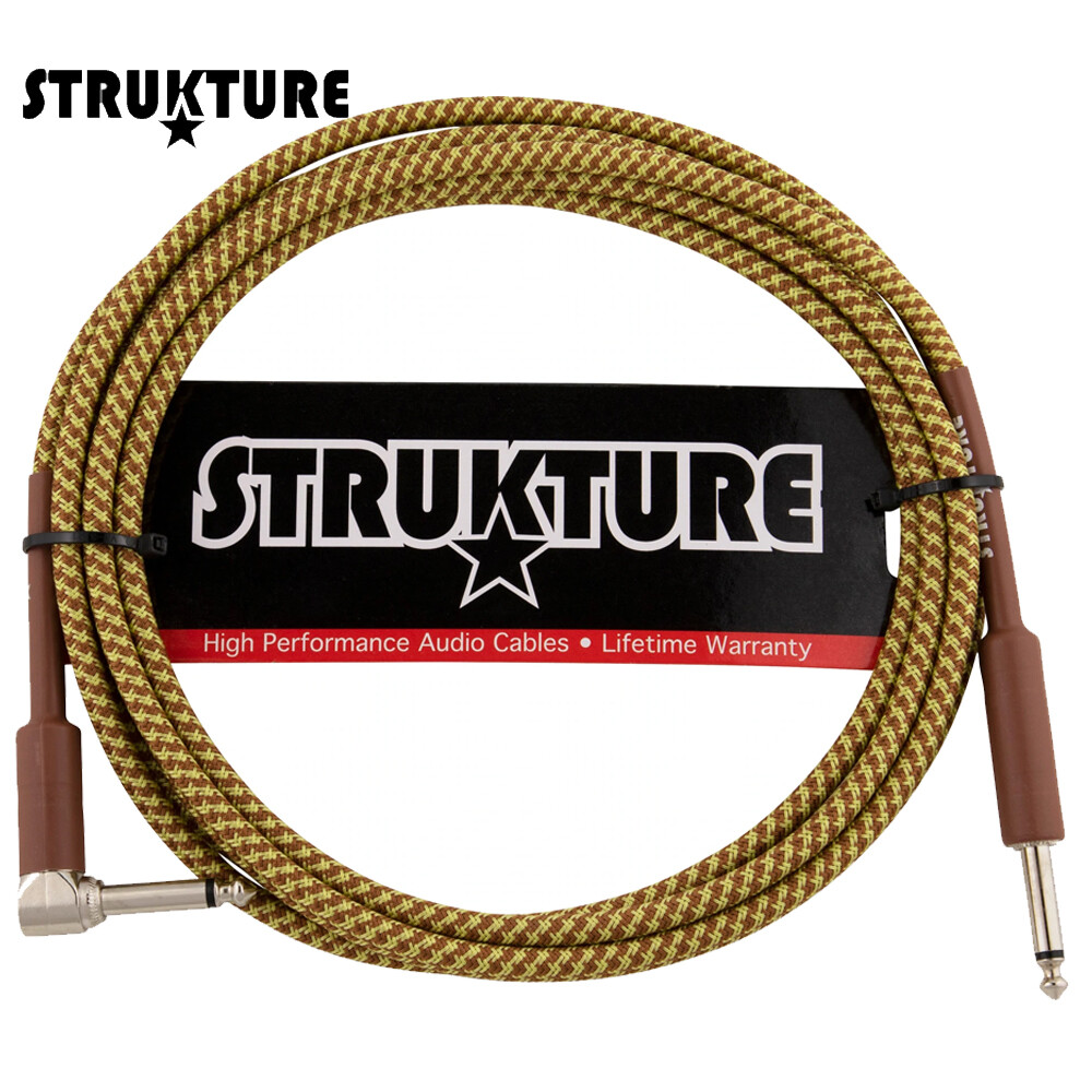 Strukture SC10TWR 1/4" Straight to Right Angle 10FT Vintage Tweed Guitar Cable