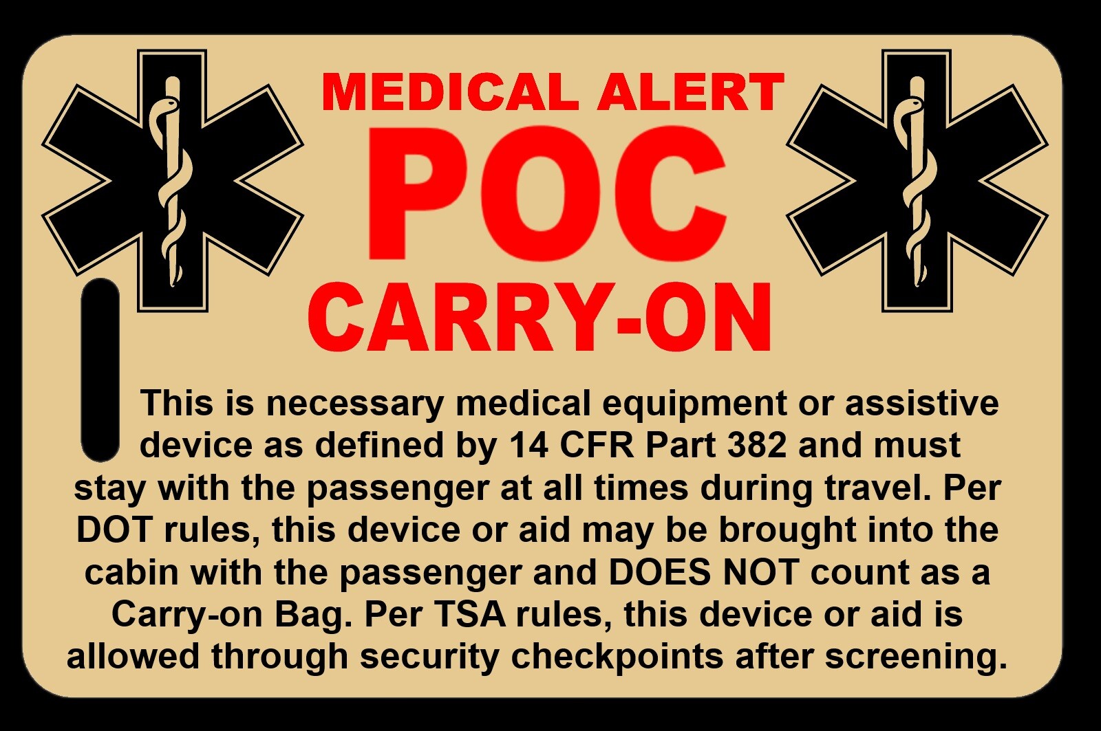 Lo-Viz Tan Carry-On POC Bag Tag