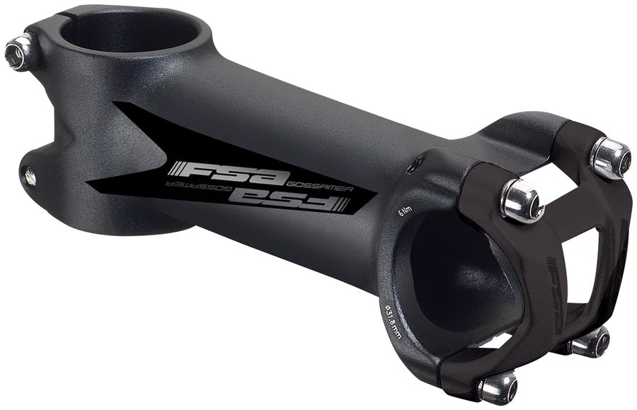 Full Speed Ahead Gossamer Stem 80mm Clamp 31.8mm +/-6 1 1/8 in Black Aluminum