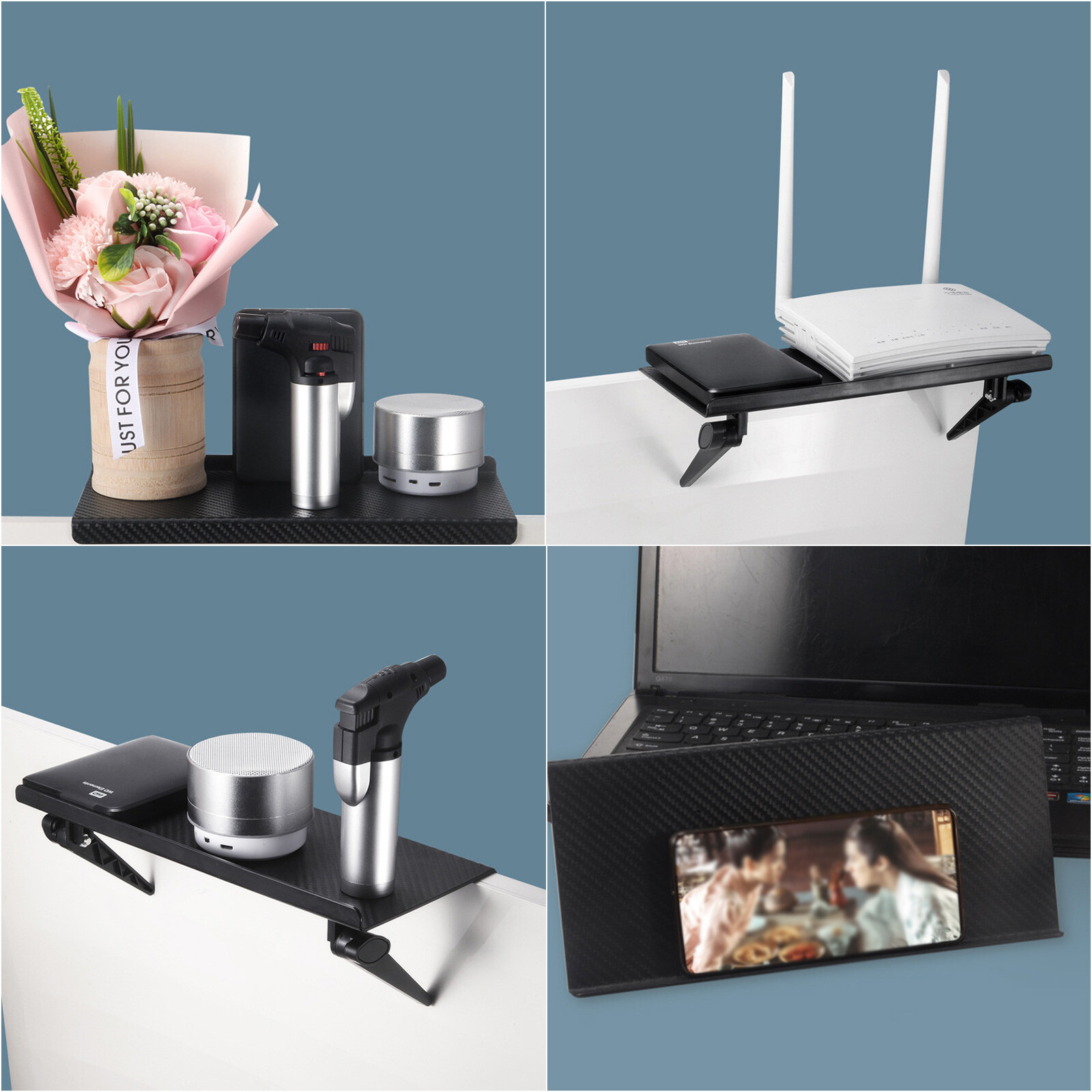 Adjustable TV Computer Screen Top Shelf Rack Multifunction Foldable Screen Caddy