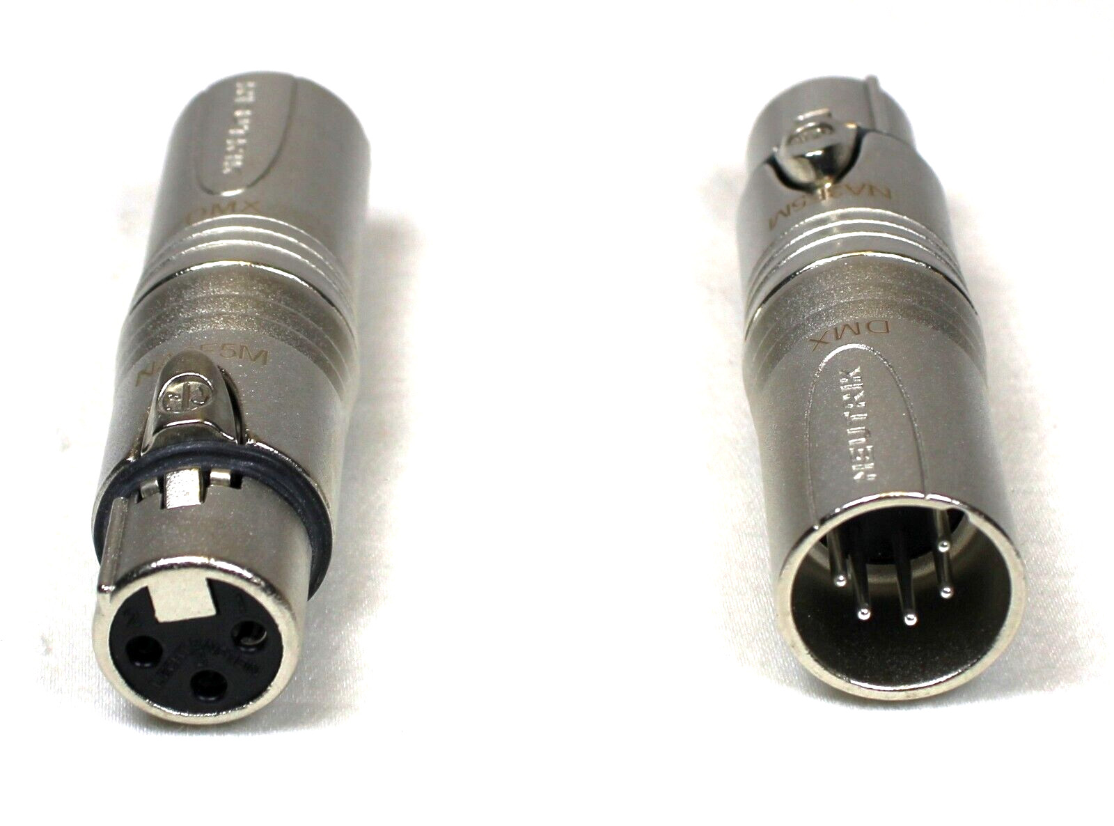 (2) Two Genuine NEUTRIK NA3F5M 3-Pin XLR Female to 5-Pin Male DMX Adapter