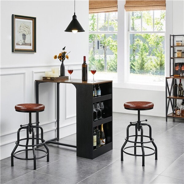 Industrial Bar Stool Rustic Swivel Bar Stool Counter-Height Stool for Kitchen