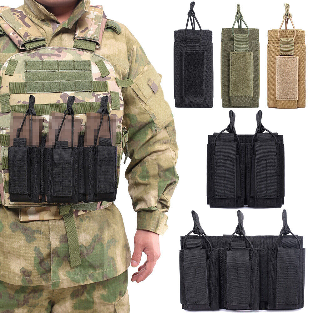 Tactical Molle Magazine Pouch Rifle Pistol Mag Pouch 2-Layer Cartridge Holder