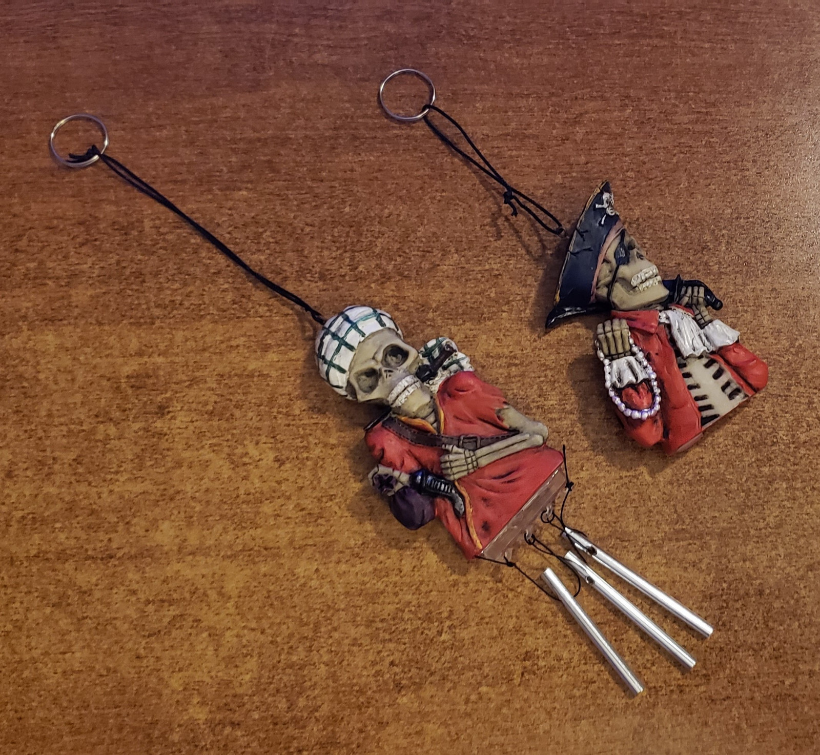 Pirate Skeleton Skull Christmas Halloween Tree Ornament Flag Decoration Set of 2
