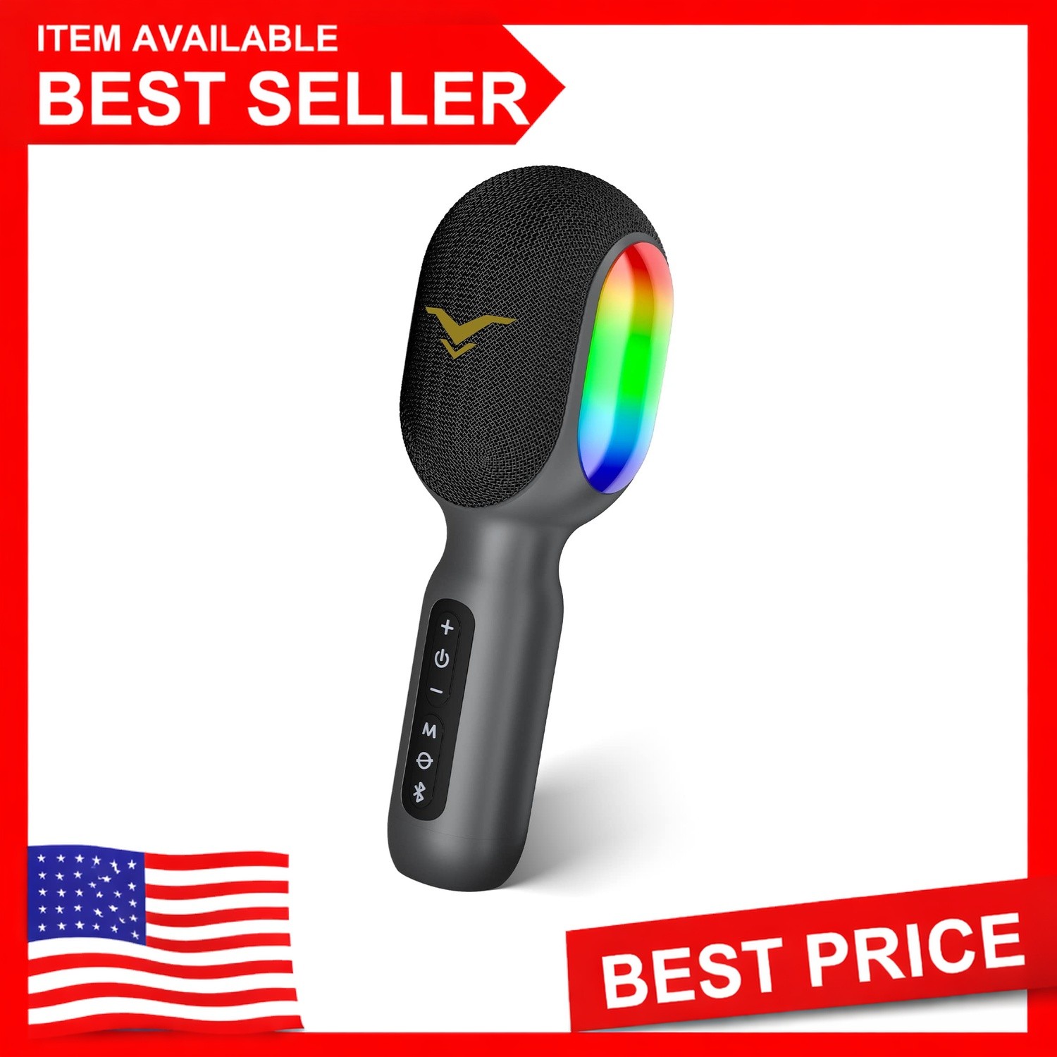 Micrófono inalámbrico Bluetooth para karaoke, altavoz portátil 5 en 1, luces RGB
