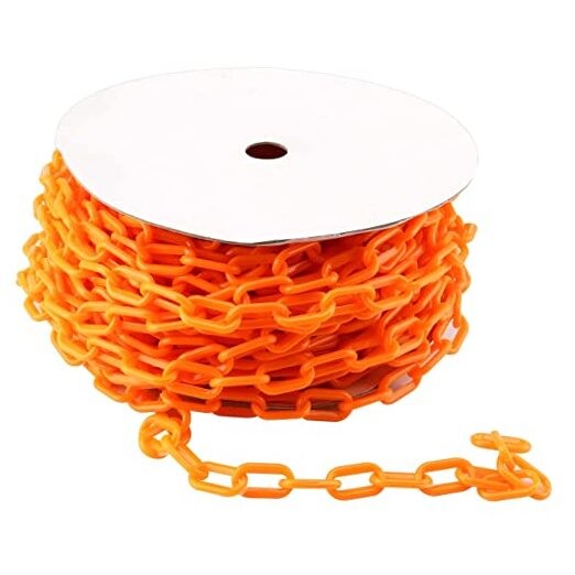 150 Feet Plastic Safety Barrier Chain, 6mm Thick Orange Plastic Chain