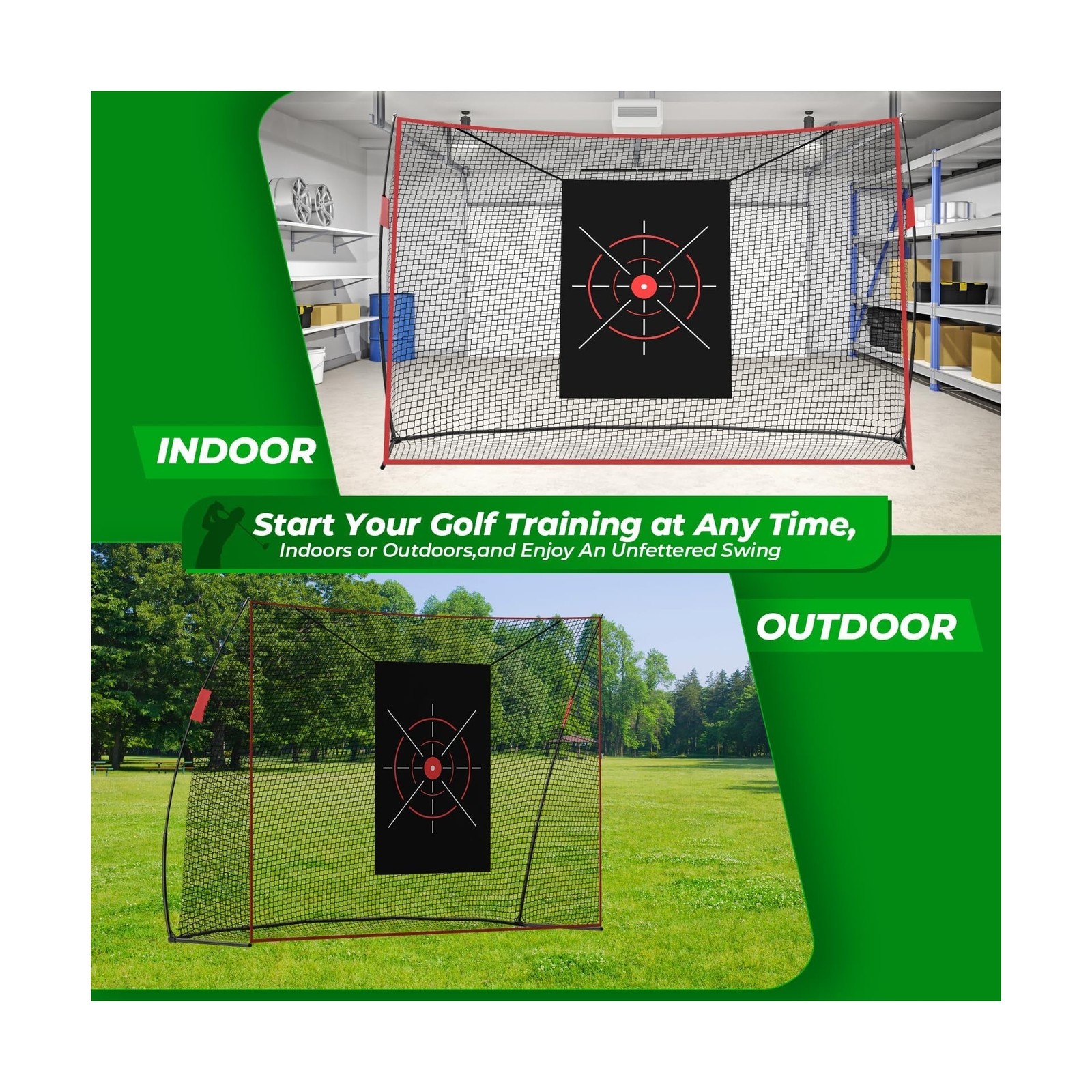Golf Net Set, 10 x 7ft Heavy Duty Golf Practice Net with Chipping Practice Ne...